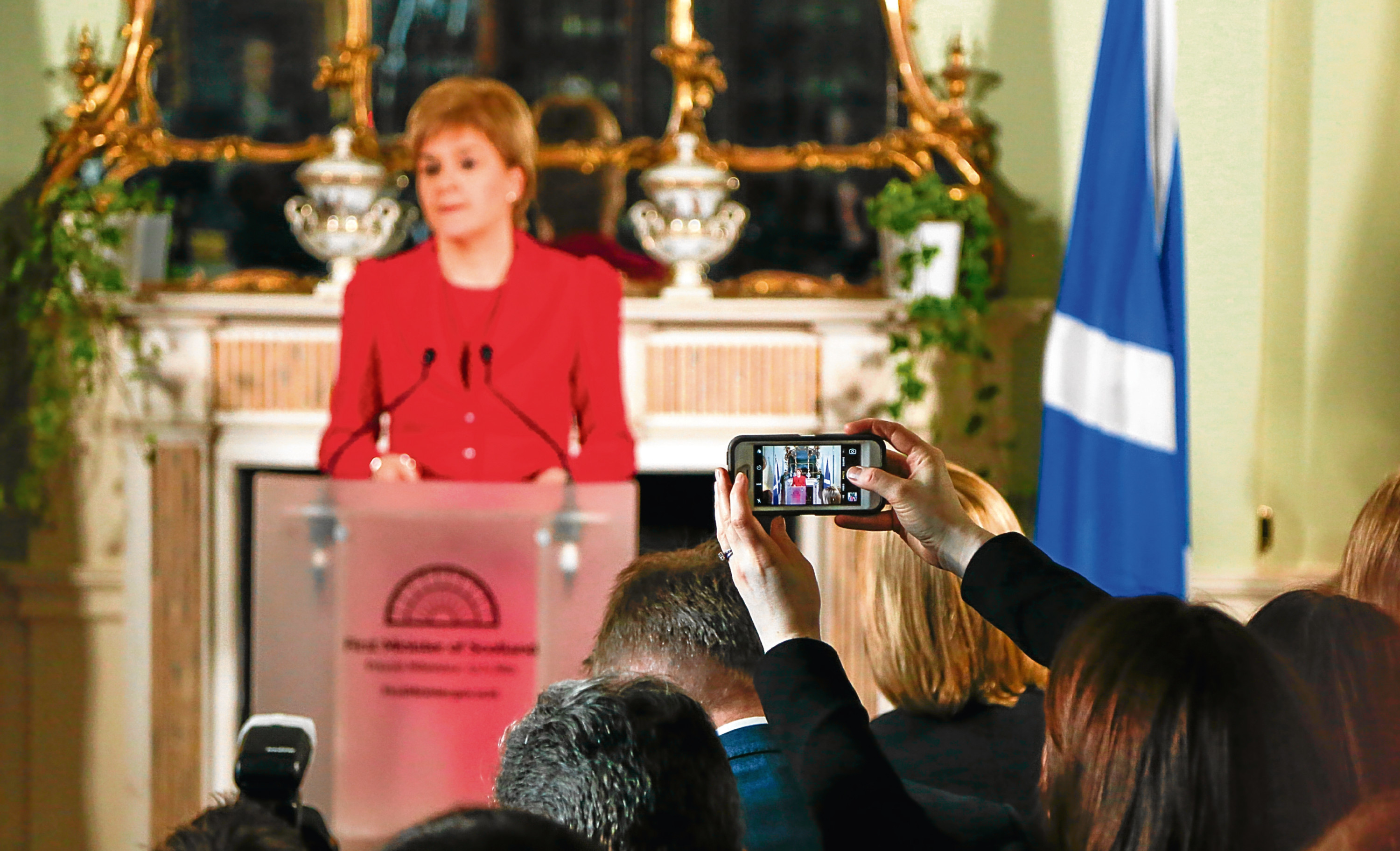 Nicola Sturgeon announces her referendum plans at Bute House in Edinburgh.