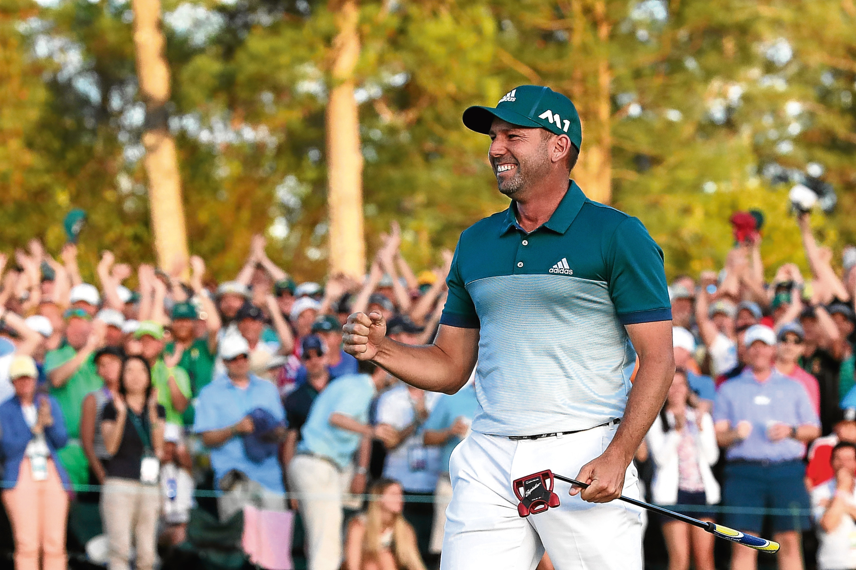 Sergio Gracia shows the emotion of his long-awaited first major title at the Masters on Sunday.