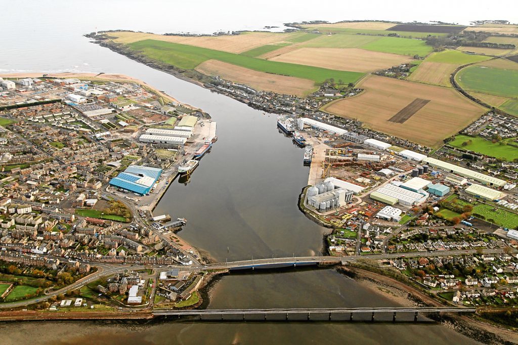 An aerial view of the Port of Montrose
