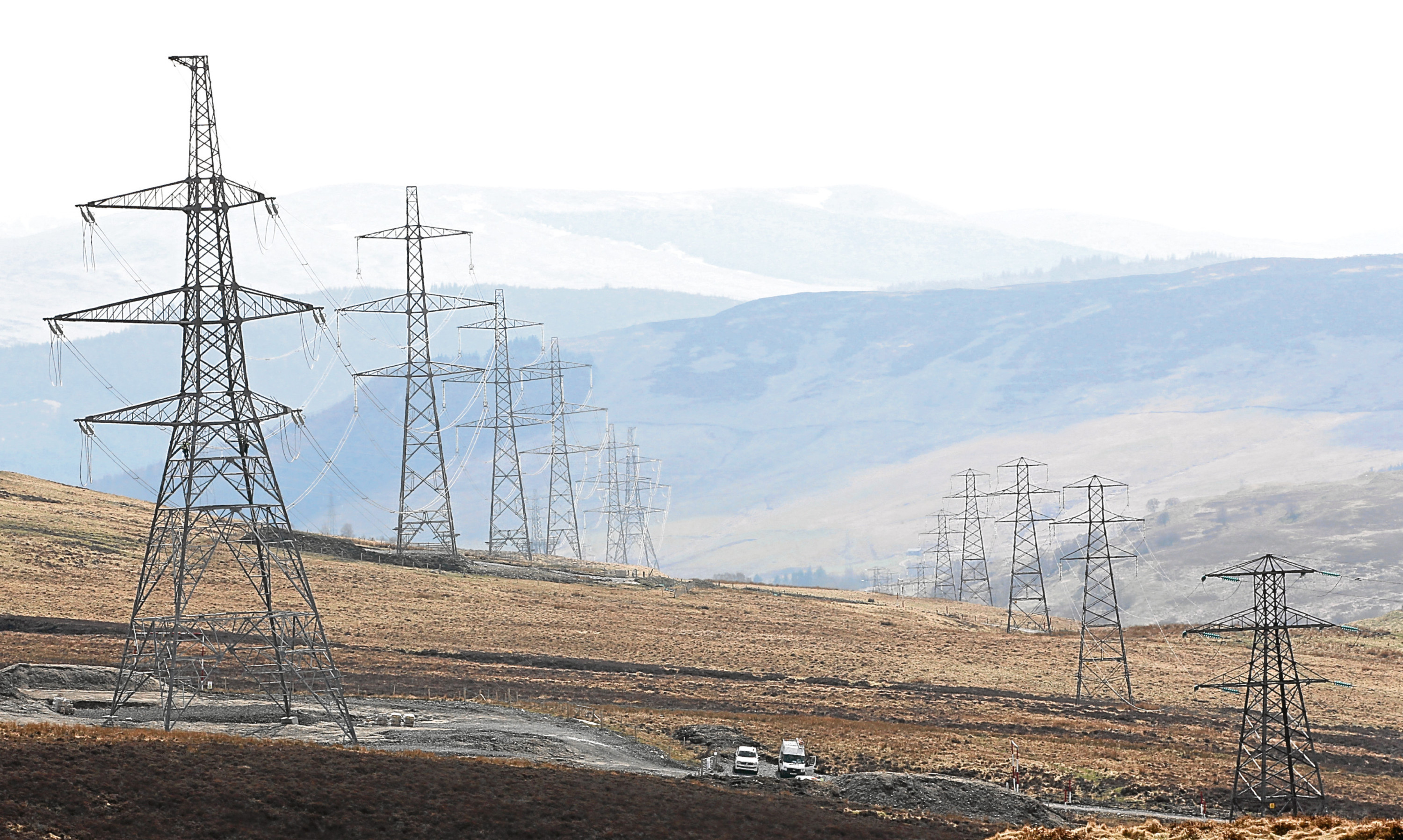 Part of the Beauly to Denny power line between Tummel Bridge and Aberfeldy.