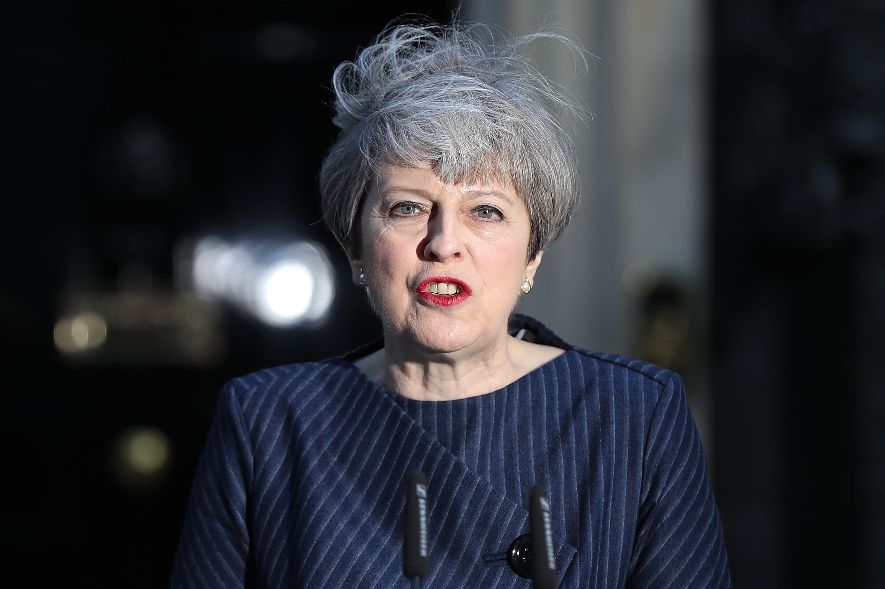 Theresa May outside Downing Street.