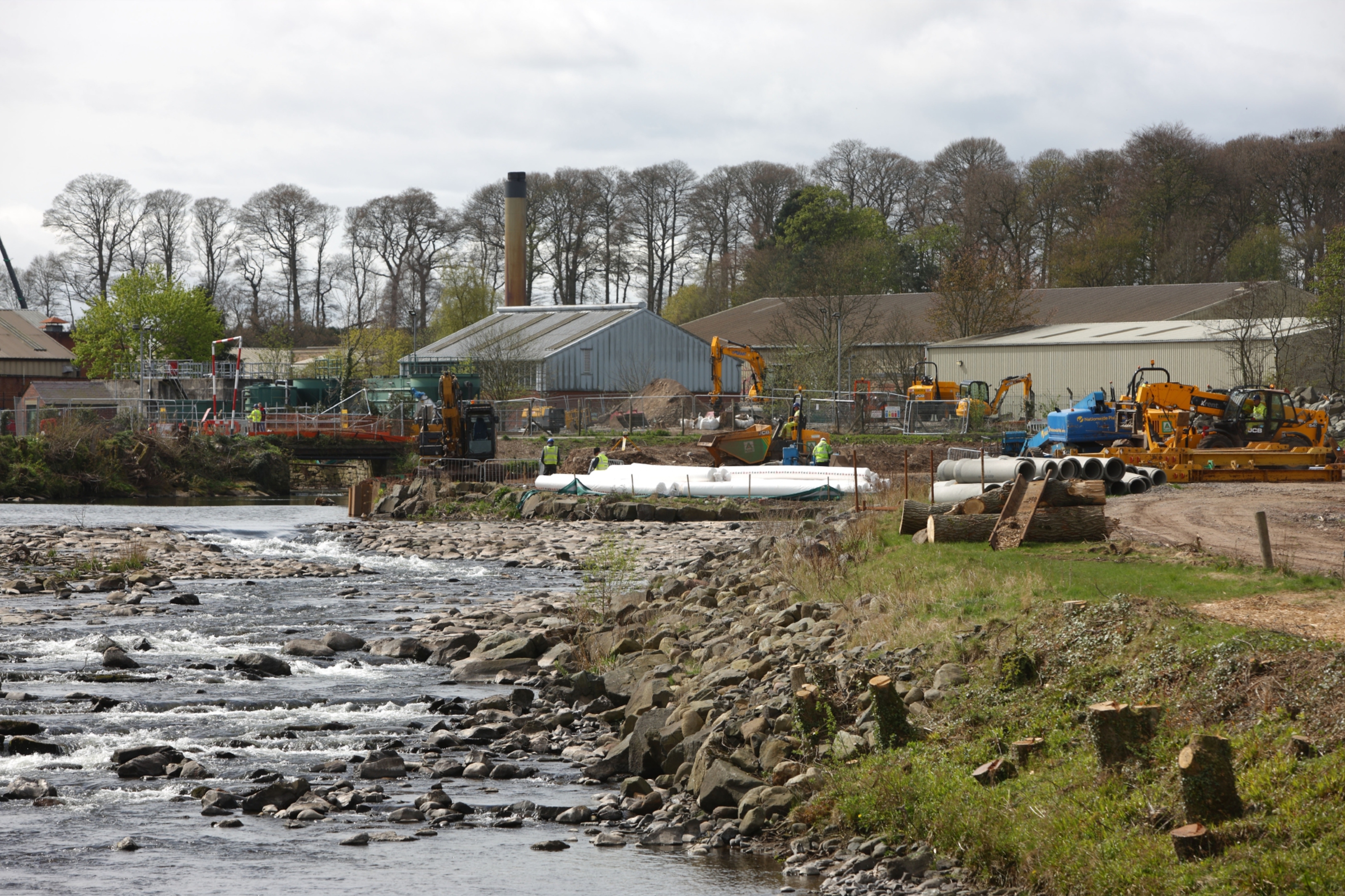 Flood defence works on the River Almond