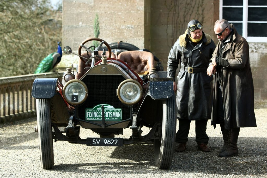 Dressed for the part, at the stop off for the Flying Scotsman car rally at Scone Palace