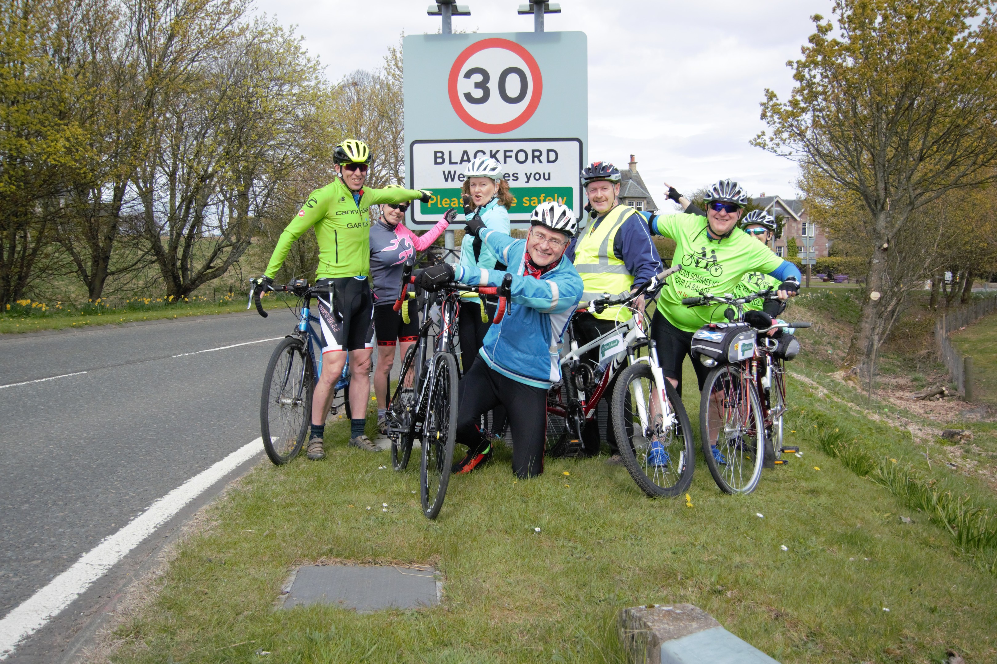 Cyclists, take to the streets of Blackford to publicise the path project drop-in event and survey.