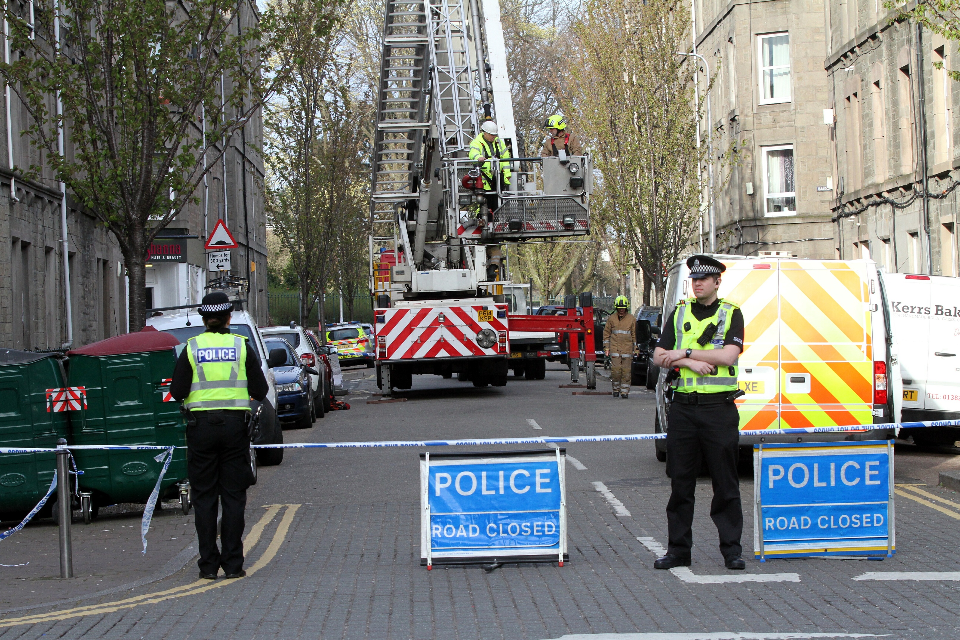 Fire officers on the scene in Park Avenue, Dundee,