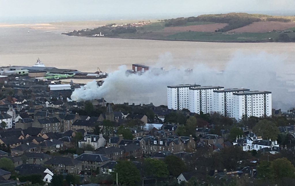 Smoke from the fire was visible from all over Dundee