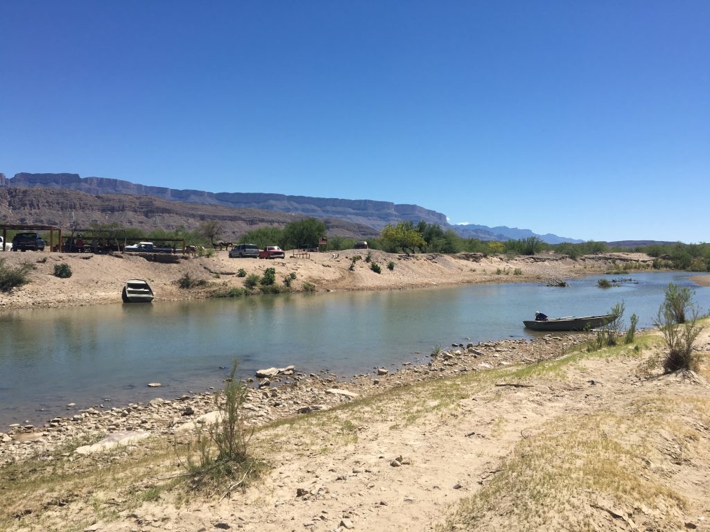 The Rio Grande is shallow enough to wade from the USA to Mexico at this point