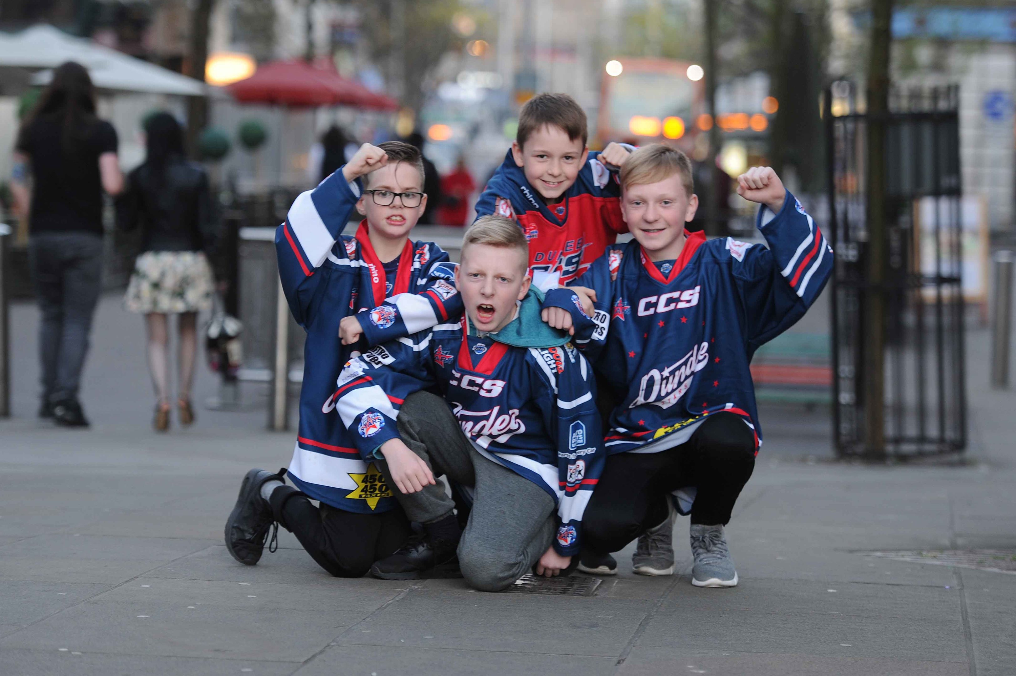 Young Stars fans Logan Houstoun, Dylan Small, Ryan Martin and Kian Martin in Nottingham,