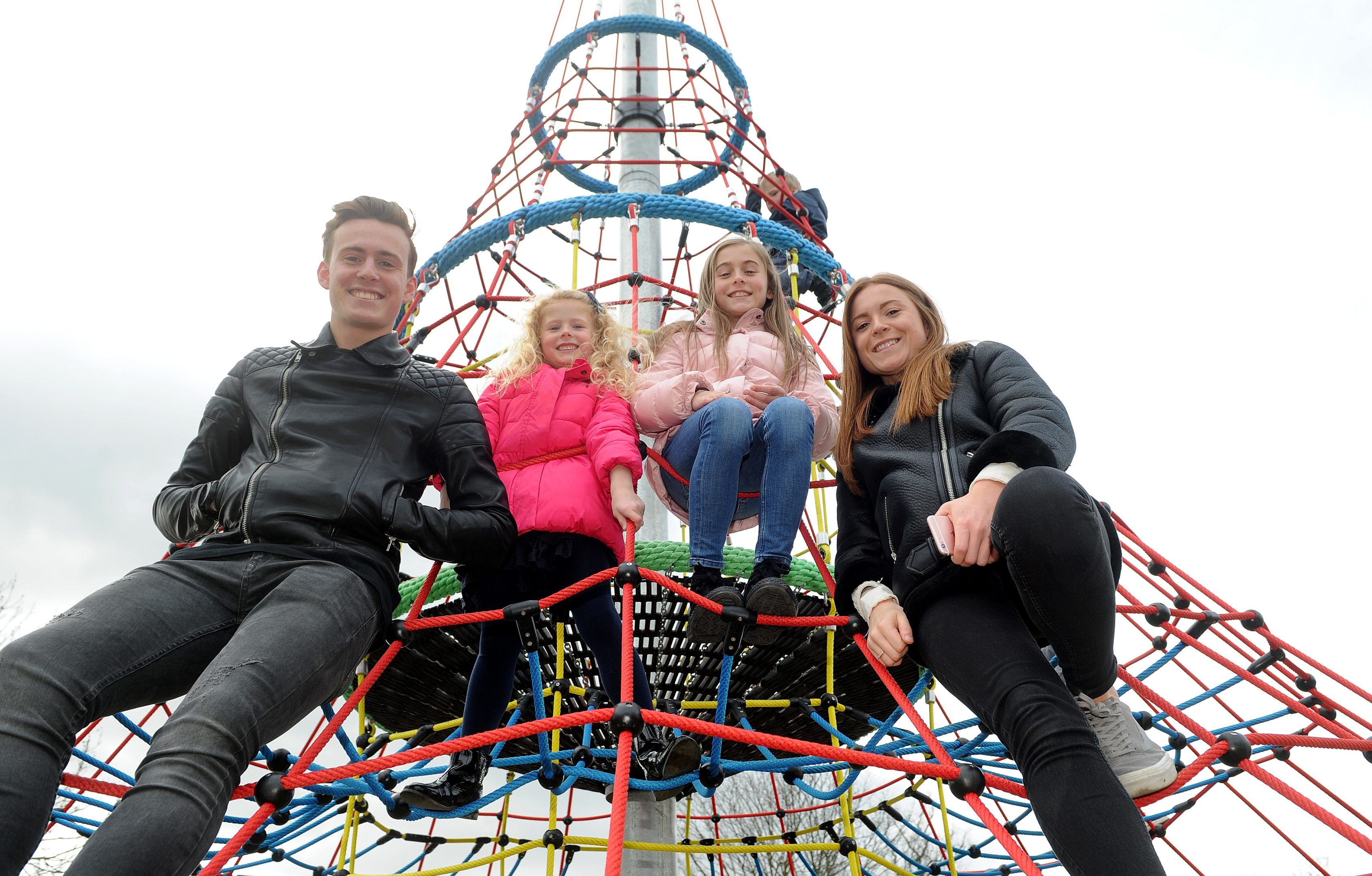 Left to right, Jett Docherty, Ray Sharp, Sydney Sharp and Autumn Docherty enjoying the new climbing challenge, on the South Inch.