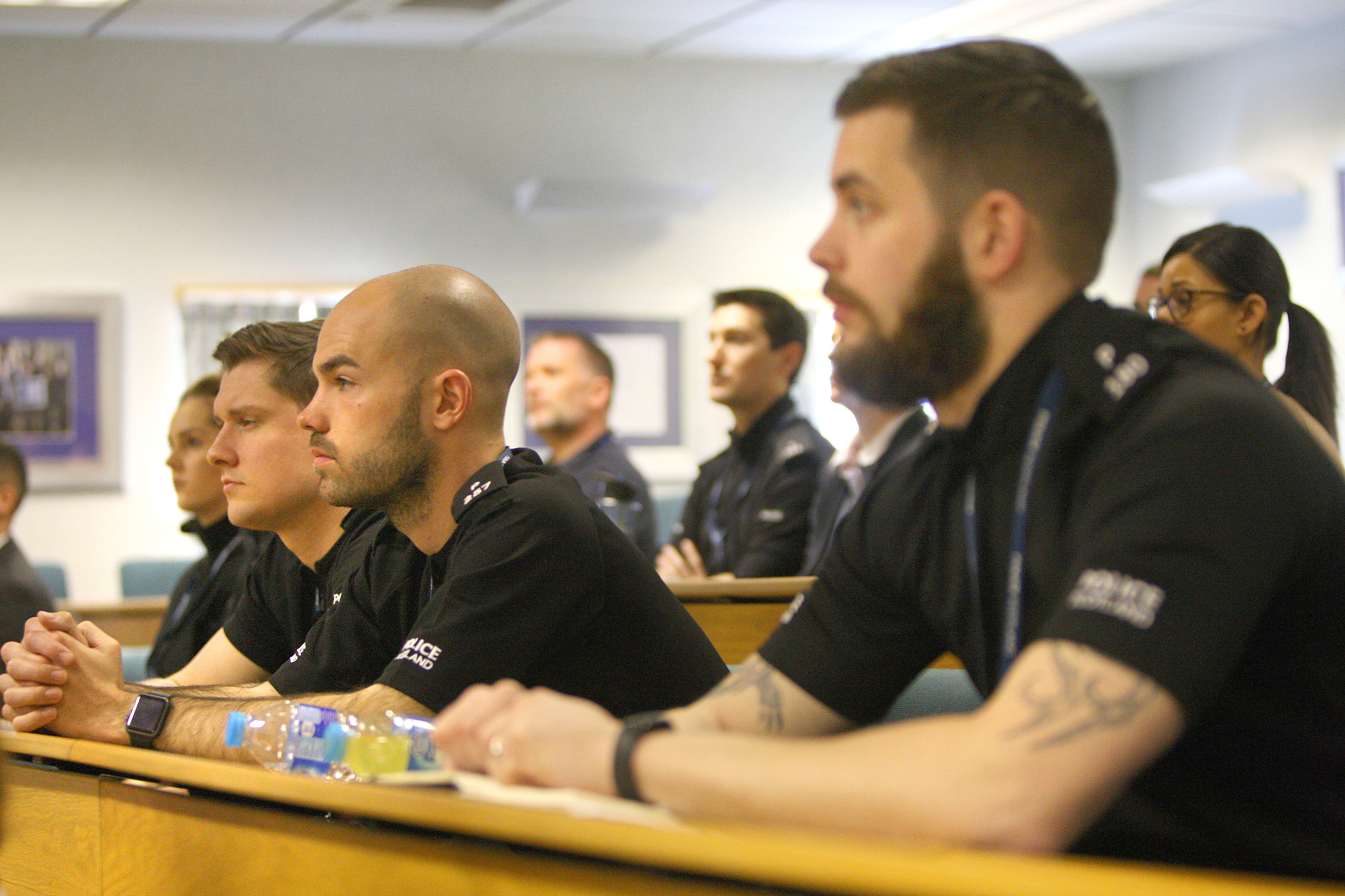 Police receiving their training in Glenrothes.