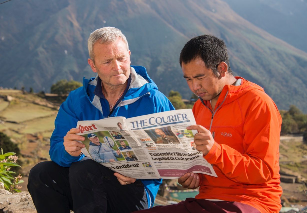 James Lamb and Tashi Lama in the village of Phortse in Nepal.