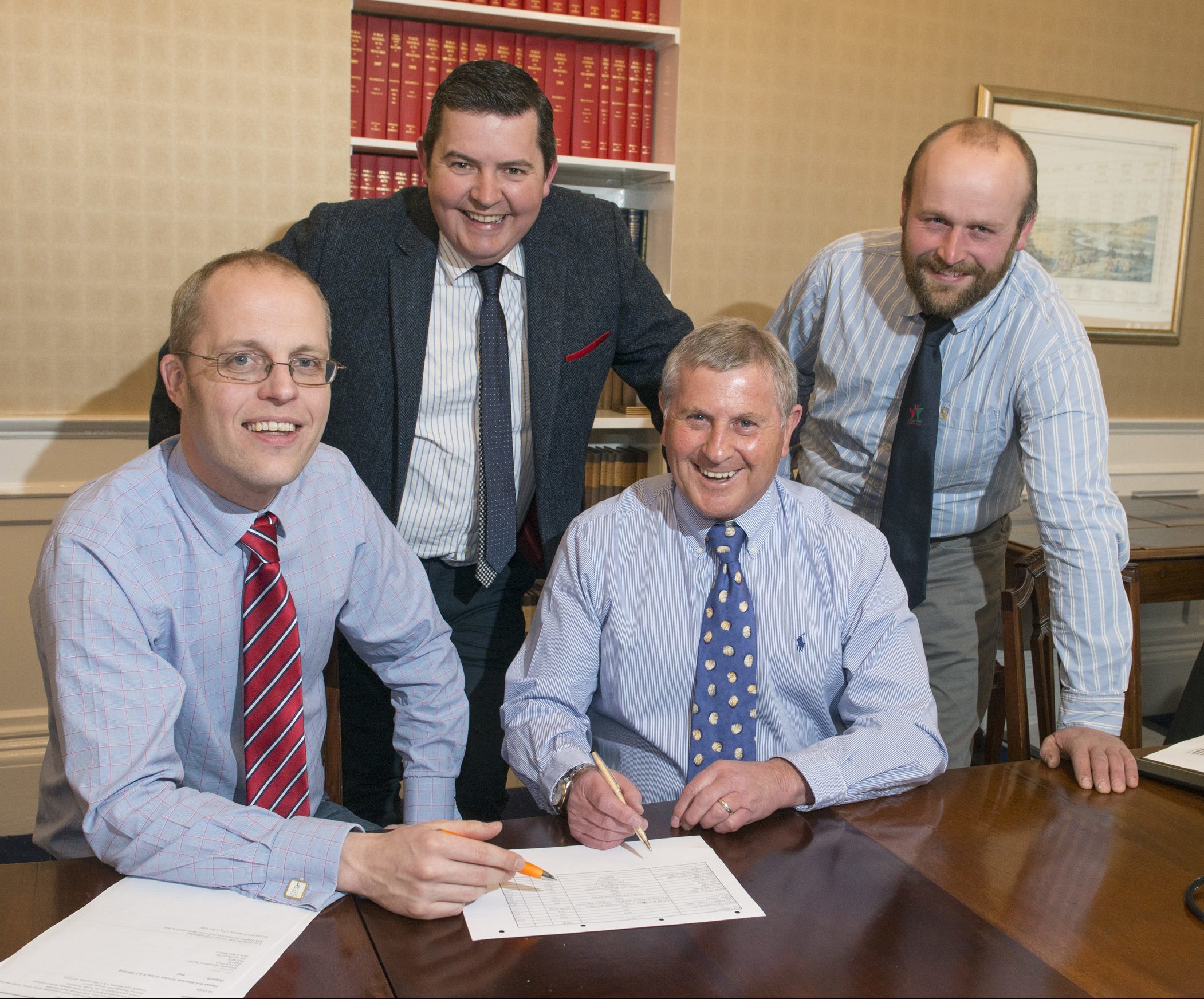Perthshire Agricultural Society’s new chairman Peter Stewart (seated left) with his senior team for 2017 – vice chairman John Ritchie (standing right), junior vice chairman Donald McDiarmid (standing left) and secretary Neil Forbes (seated right). 