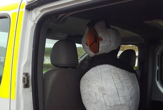 The Cellardyke puffin was escorted home to his nest by police.