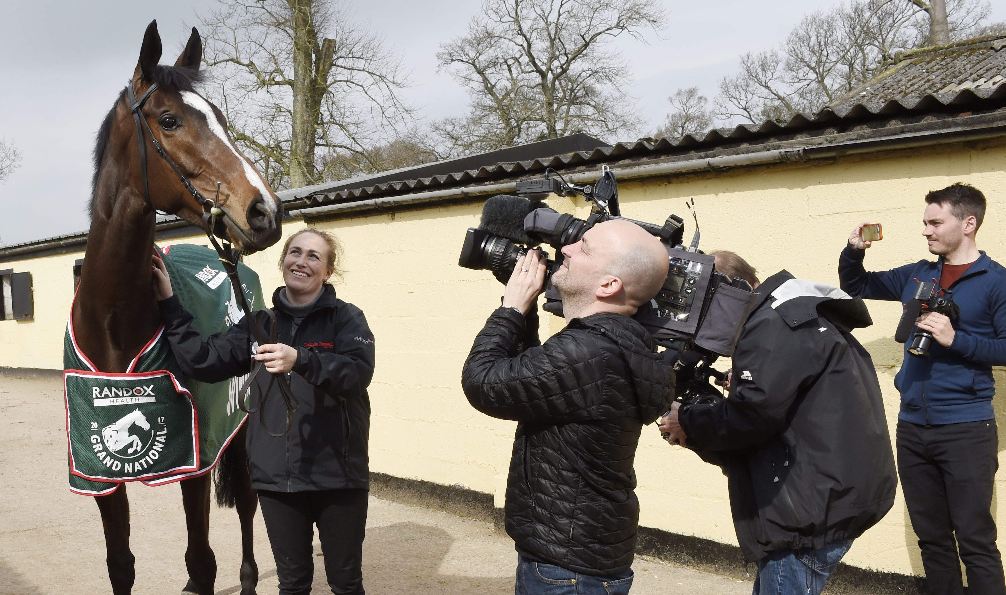Grand National winner One For Arthur is paraded by stable girl Jaimie Duff at trainer Lucinda Russell's yard.
