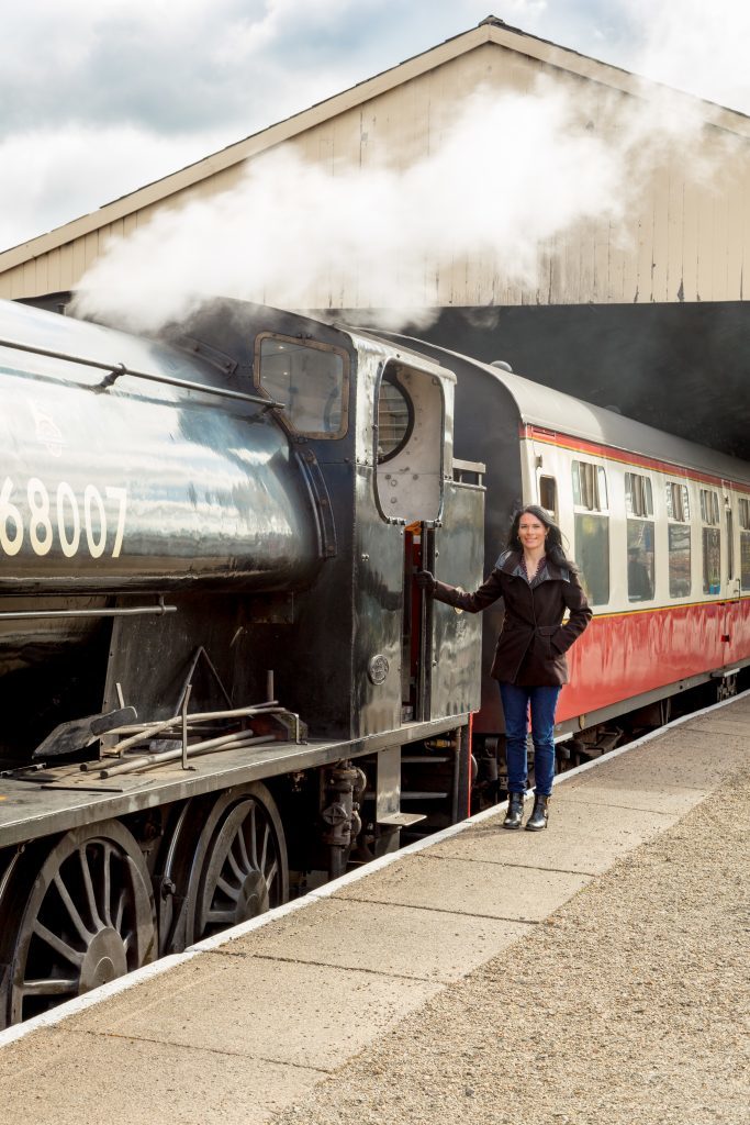 Gayle gets ready to board the steam train.