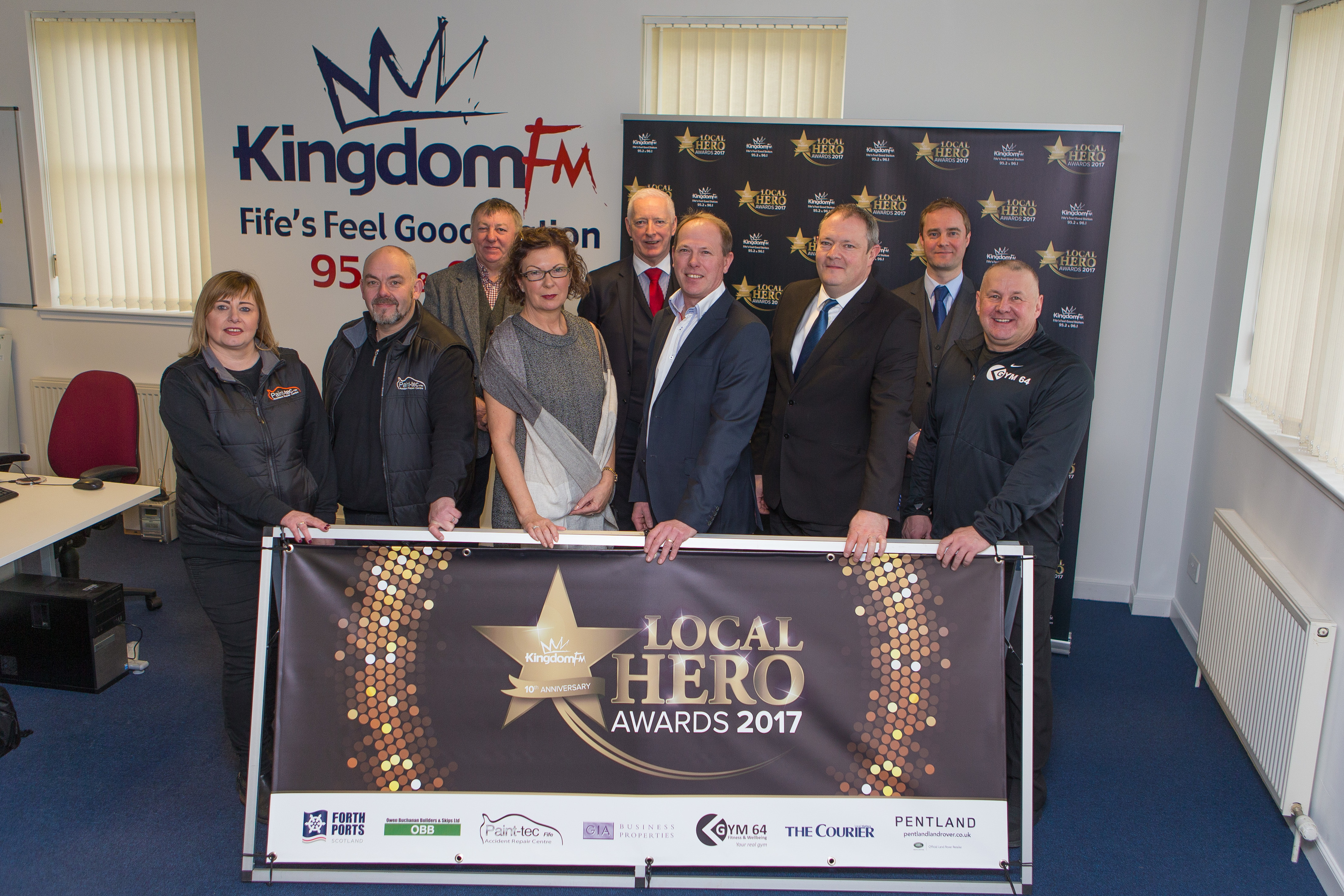 The launch of this year's Local Hero Awards with the sponsors Paint Tec Accident Repair Centre, Gym Sixty-Four, GIA Business Properties Ltd, Forth Ports, The Courier, Owen Buchanan Builders.