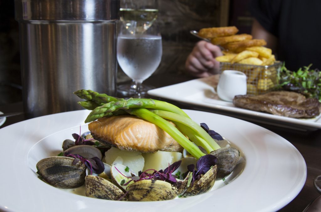 Taynuilt salmon with clams.