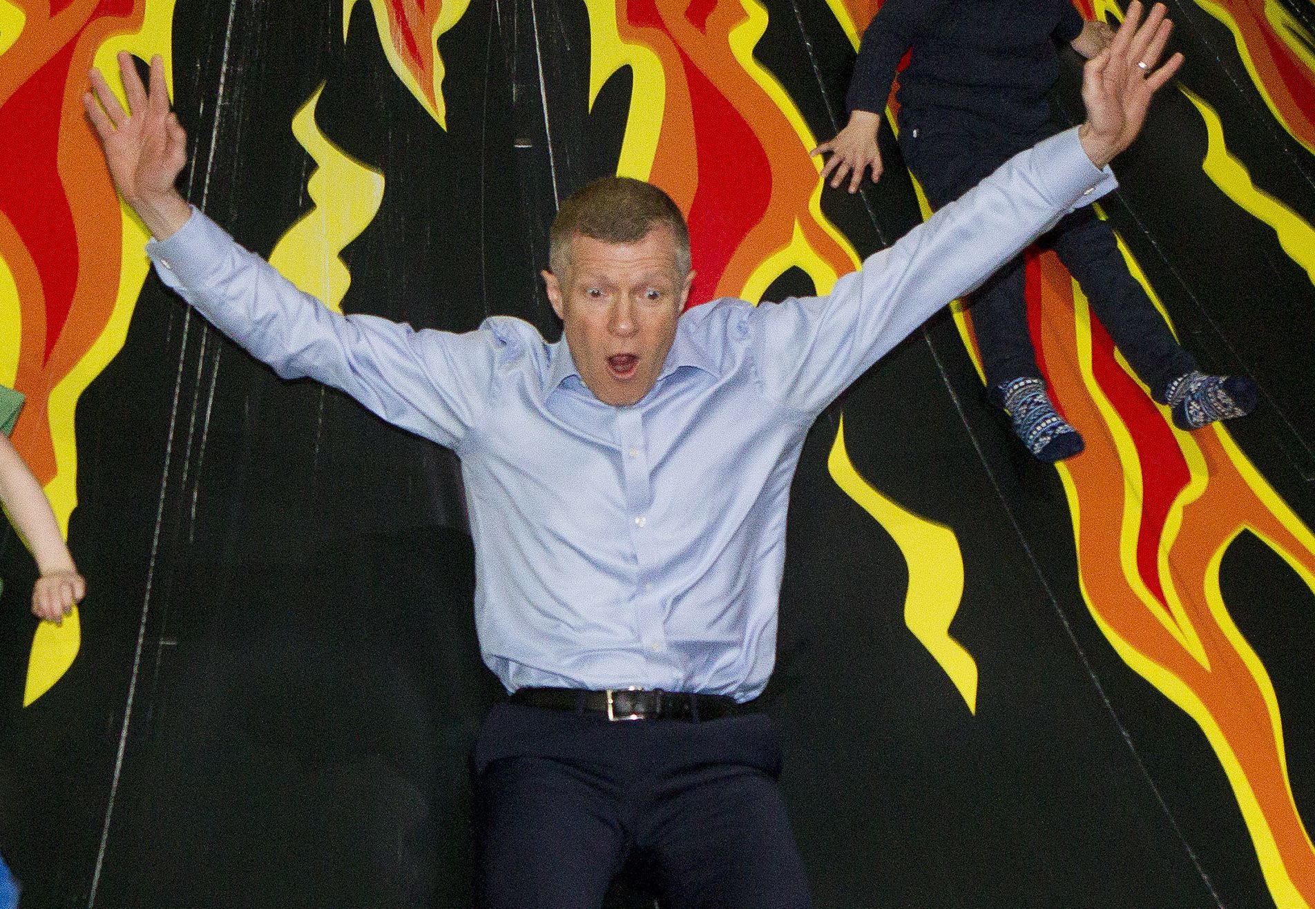 Scottish Liberal Democrat leader Willie Rennie launched his parties manifesto at Jungle Adventure soft play area in Edinburgh ahead of the Holyrood elections in April 2016