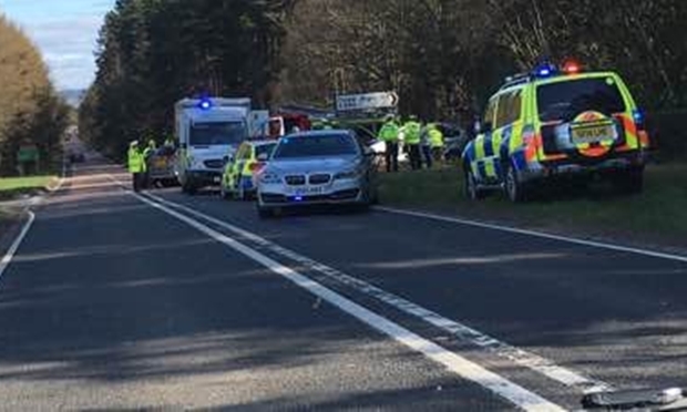 Police and ambulance crews at the accident scene.