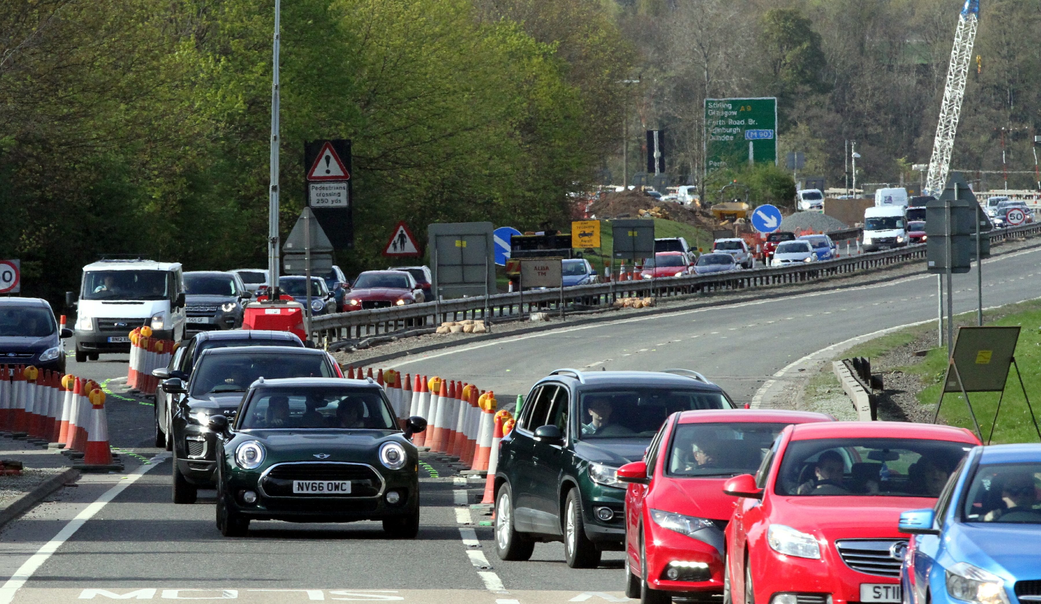 Traffic queuing near the Inveralmond junction on Saturday.