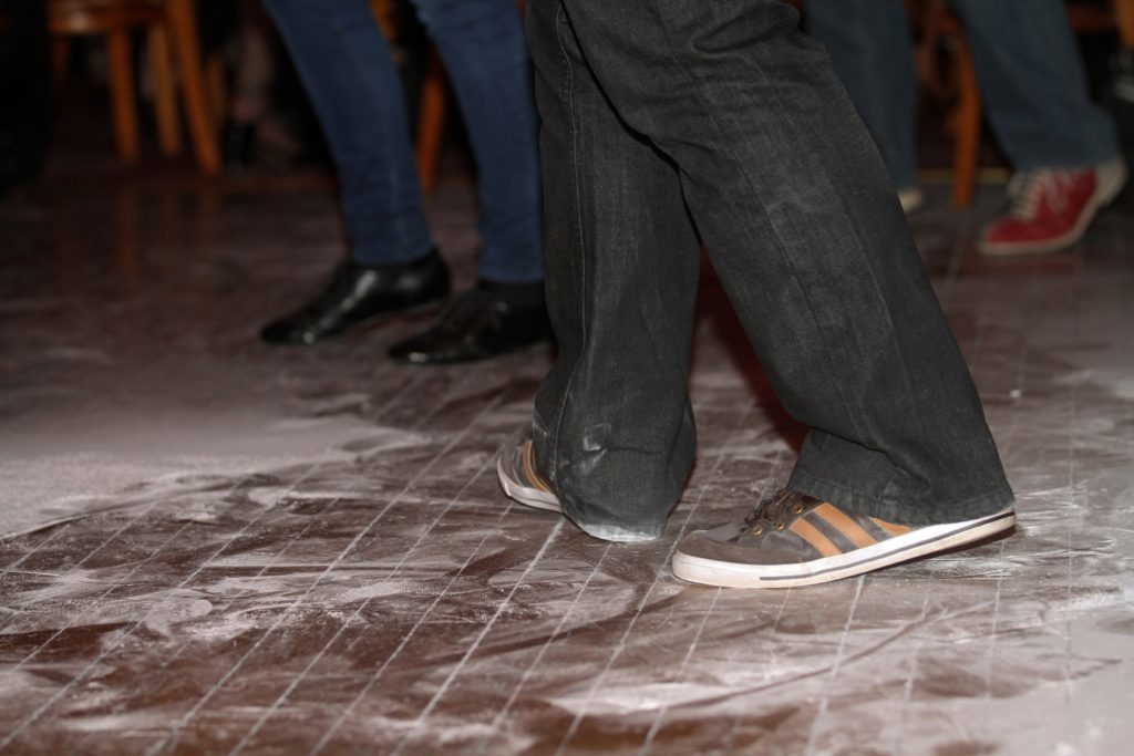 Talc is used on the soles of shoes to slide around the dancefloor in true Northern Soul style. 