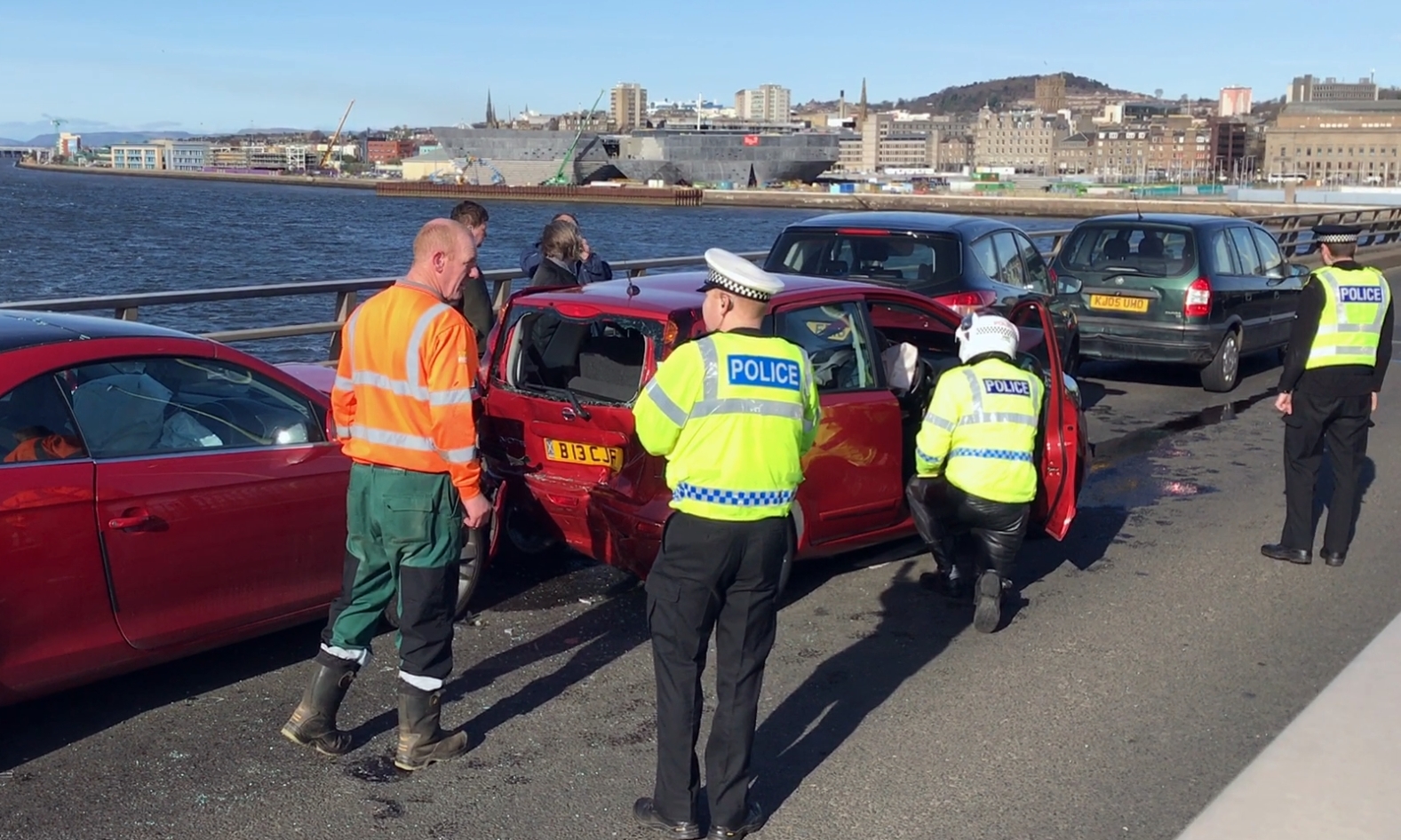 The aftermath of the Tay Road Bridge crash.
