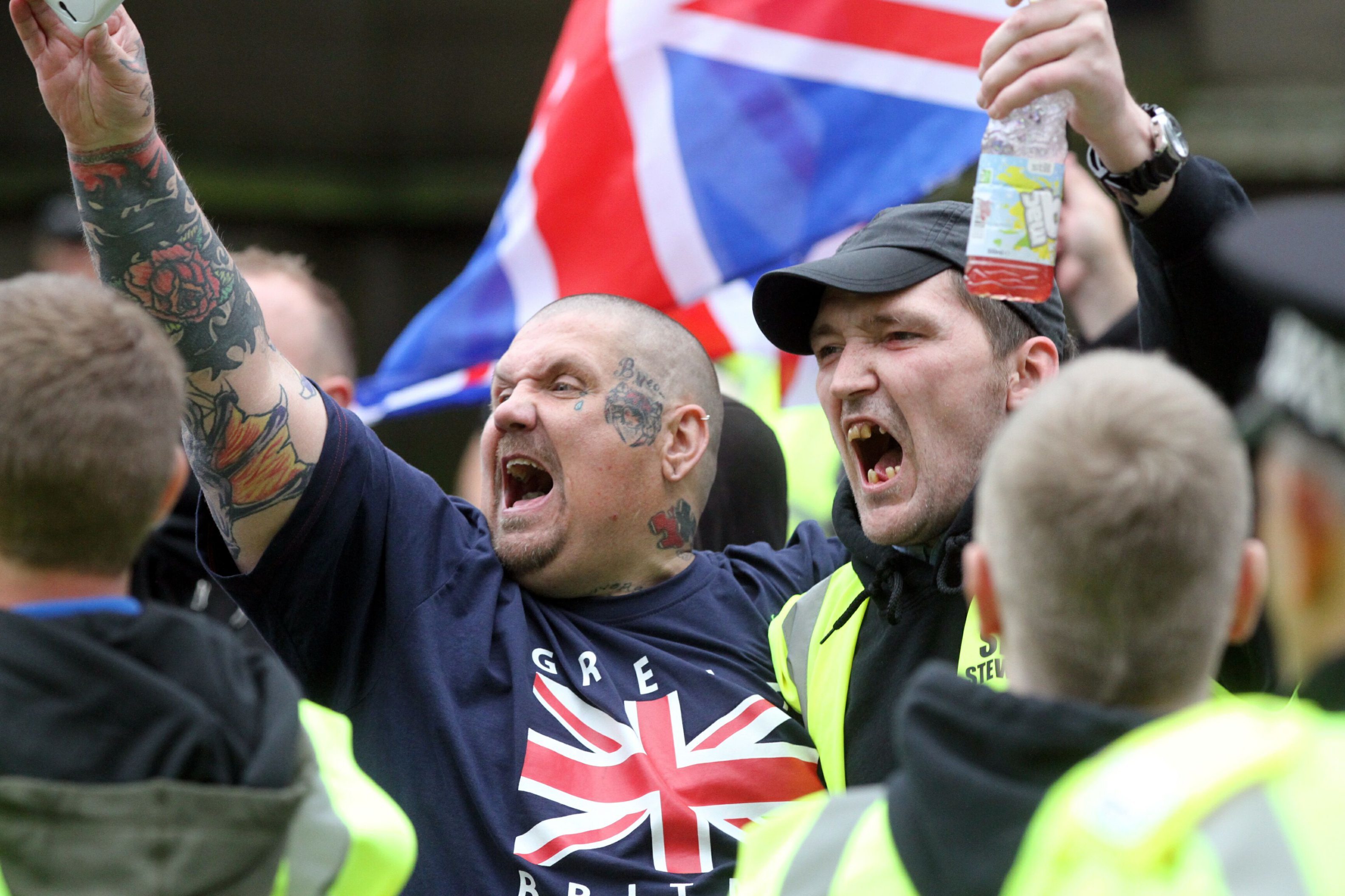 Members of the SDL taunt members of Dundee Together during counter demonstrations in the city centre in 2013.