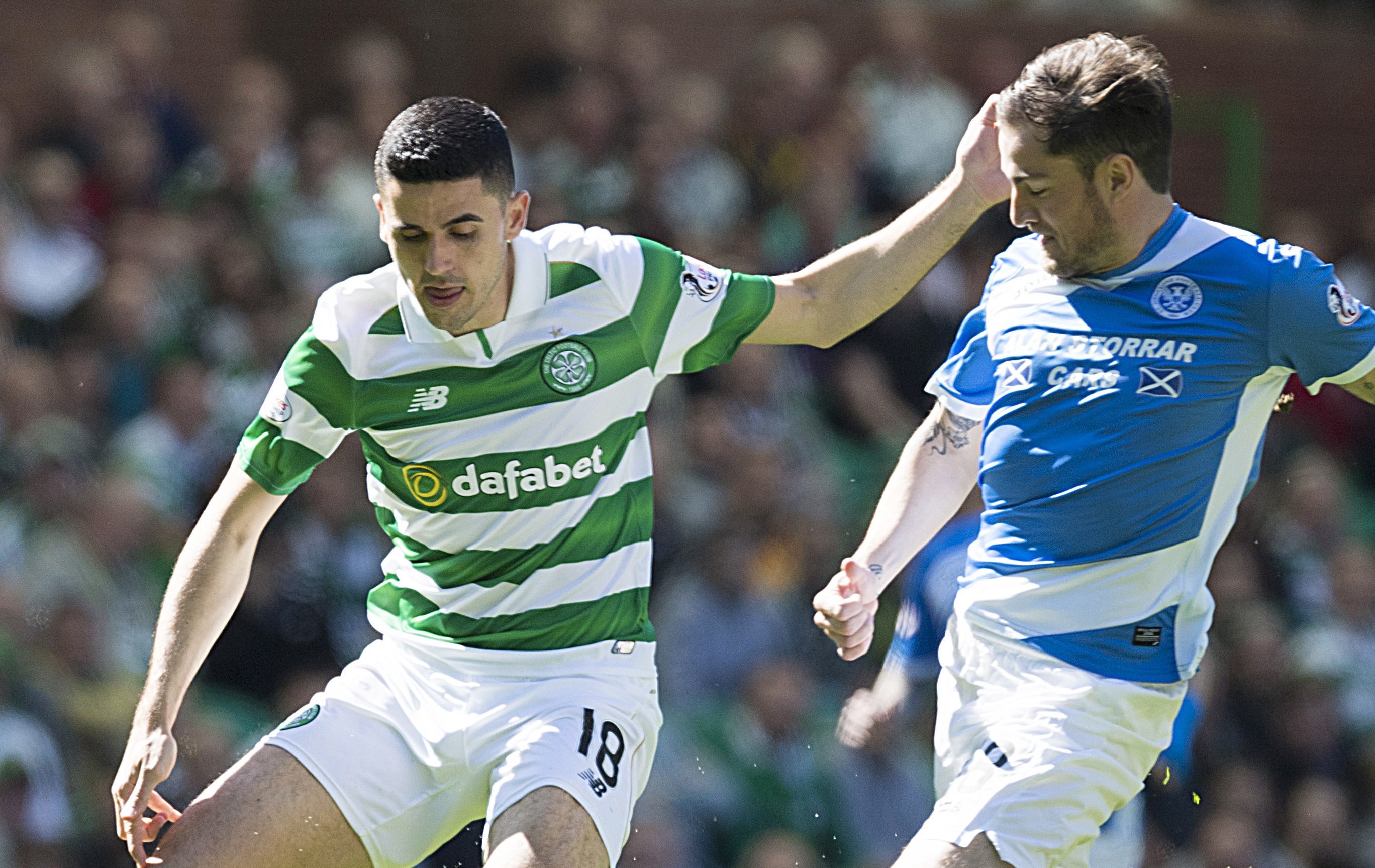 Paul Paton in action at Celtic Park.