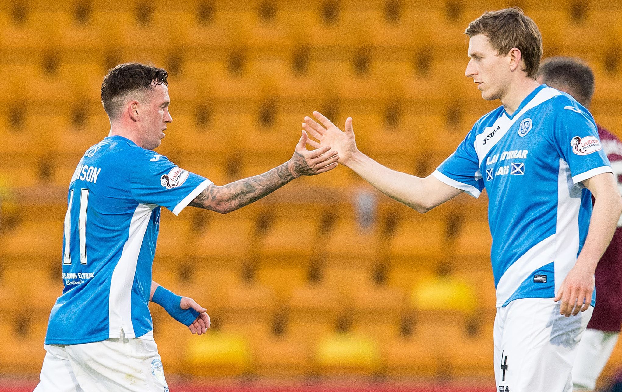 Danny Swanson leaves the pitch for the last time as a St Johnstone player.