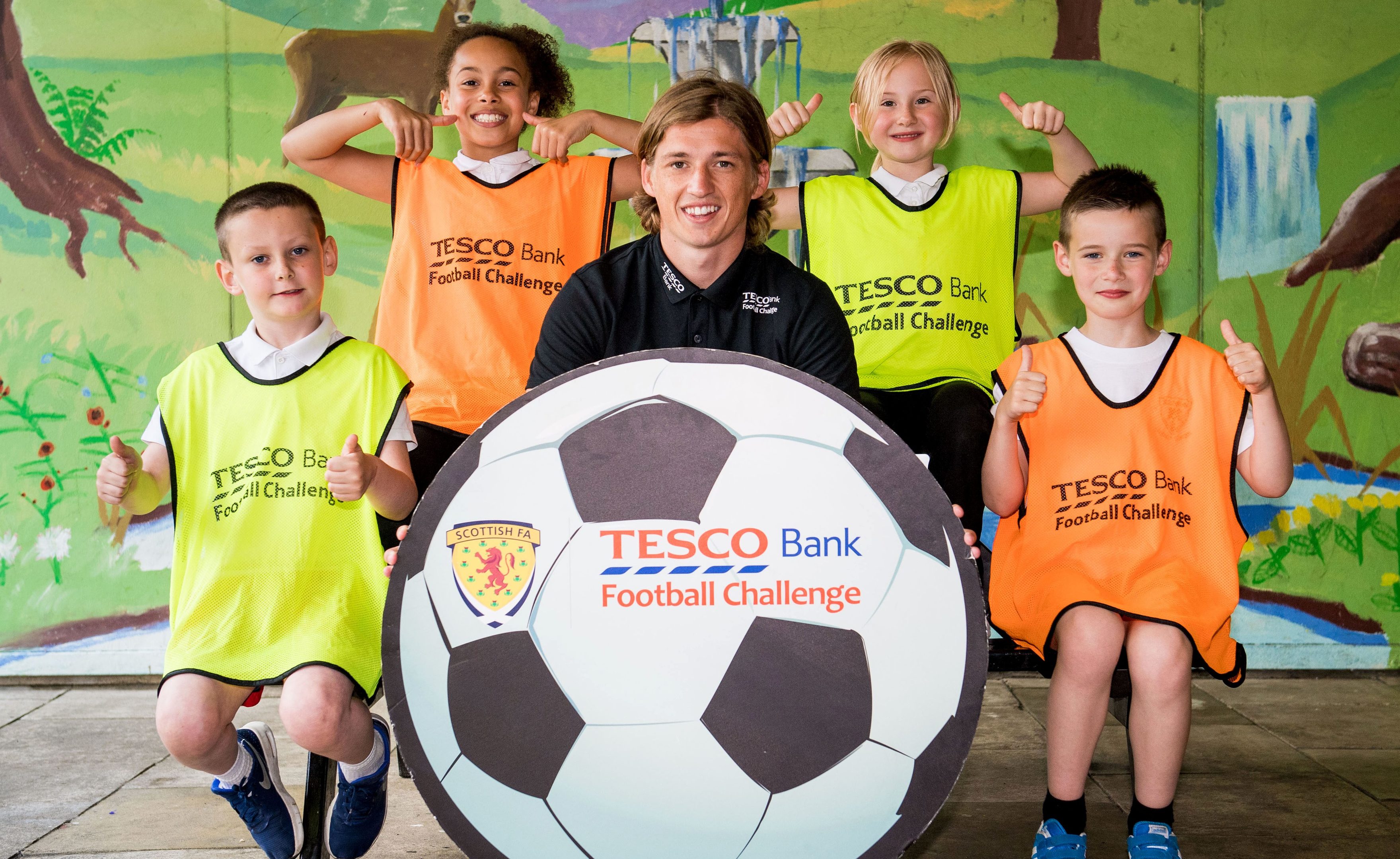 Ryan Gauld at a Tesco Bank Football Challenge event in Cumbernauld.
