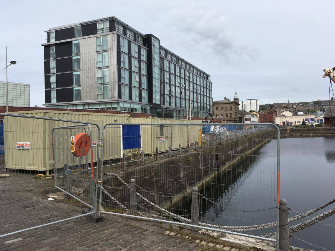 Work is under way on the watersports centre at Dundee's City Quay.