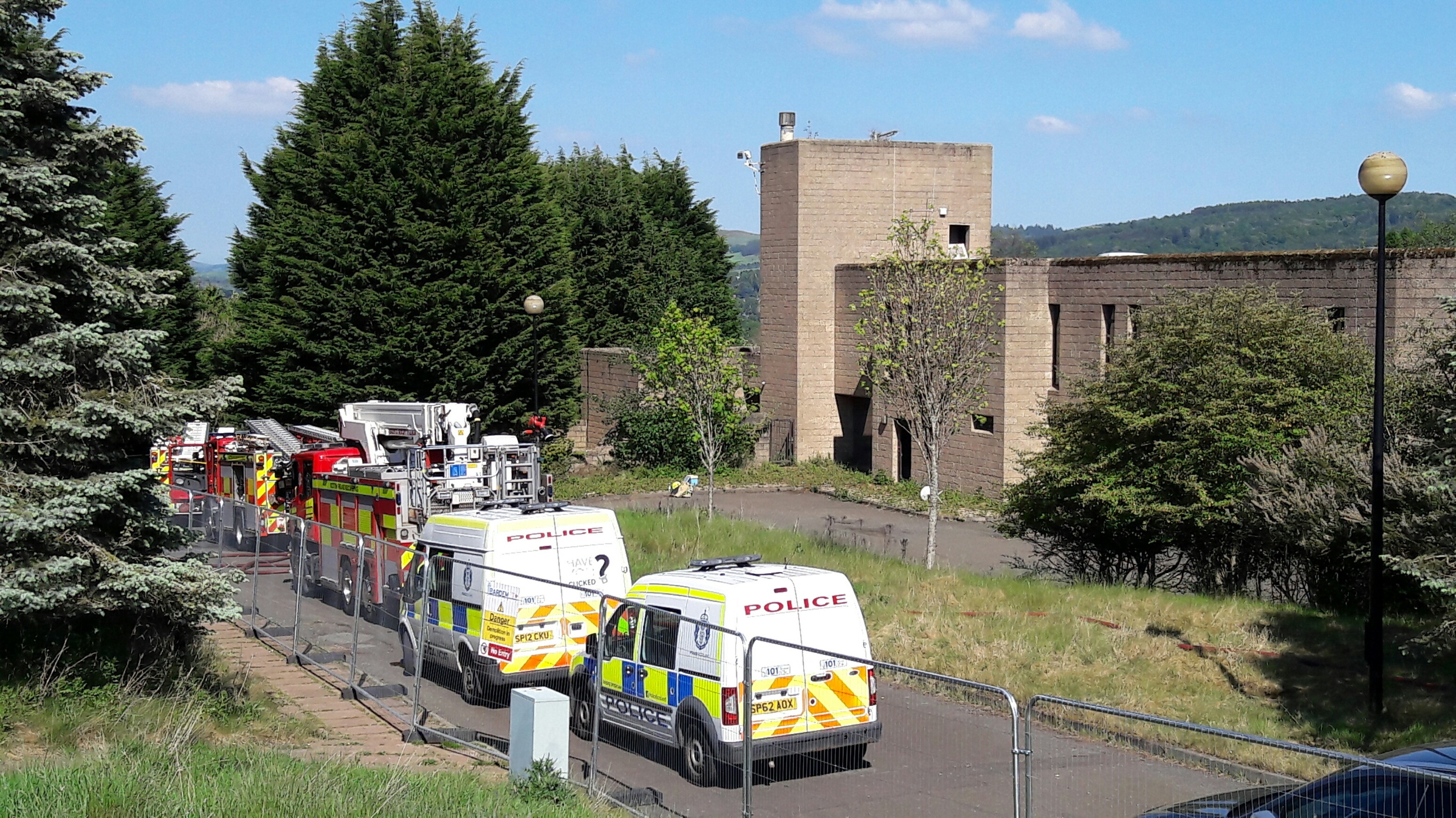 Emergency service crews at the old Norwich Union building off Necessity Brae, Perth.