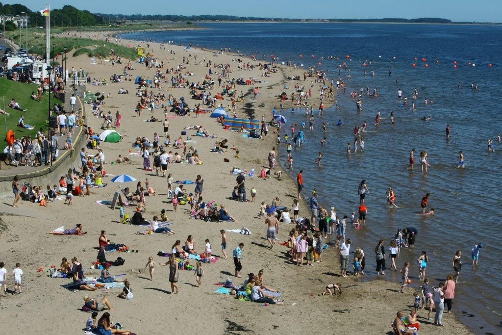 A packed Broughty Ferry beach last July