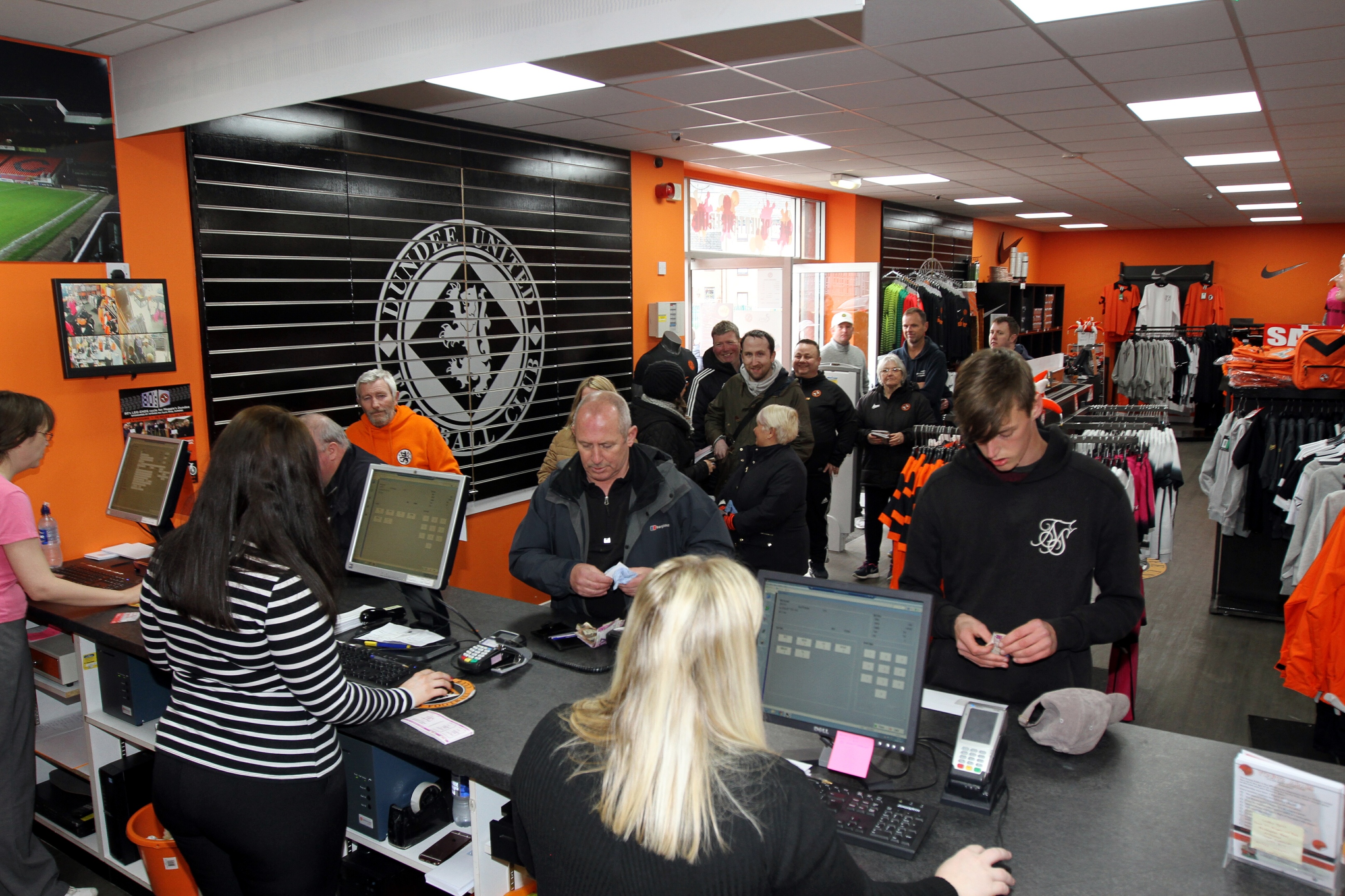 Fans waiting to get tickets from the Dundee United club shop on Wednesday.