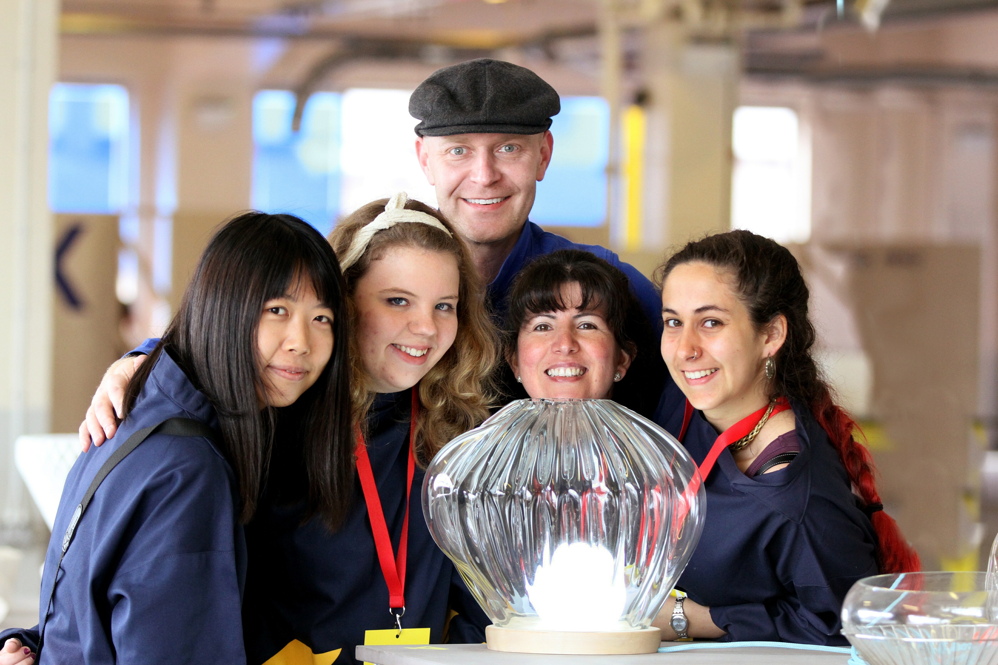 Curator Sion Parkinson with festival volunteers Shaoyuan Wang, Hannah Richardson, Nalma Todd and Angelica Russell.