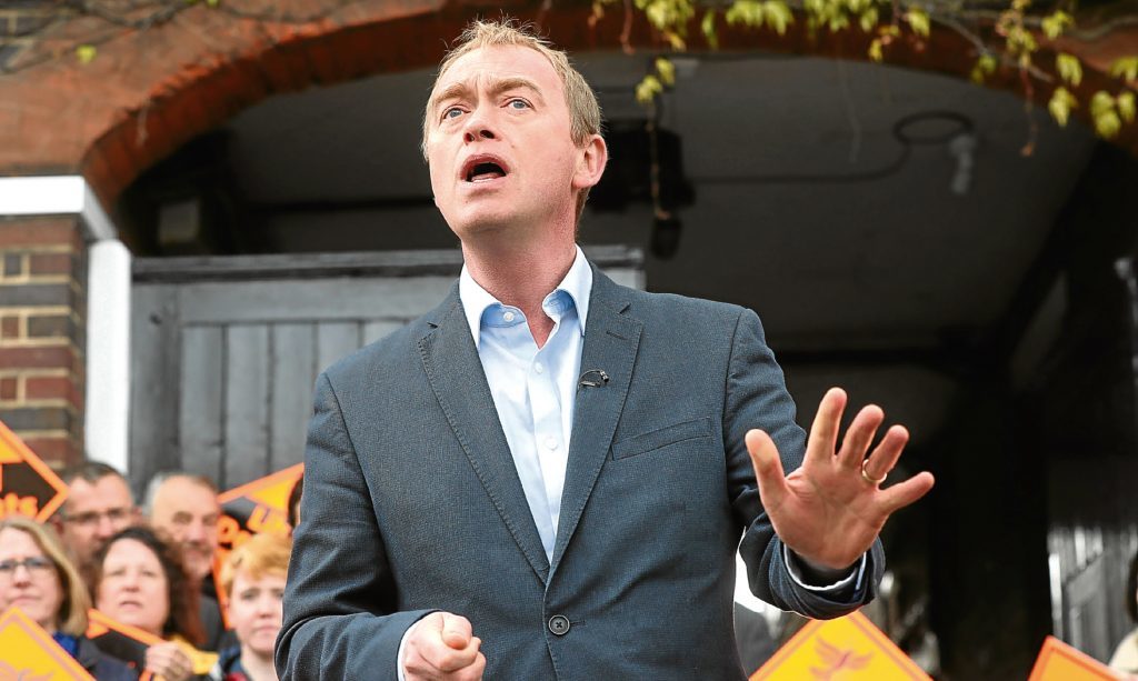 Tim Farron at a public event.