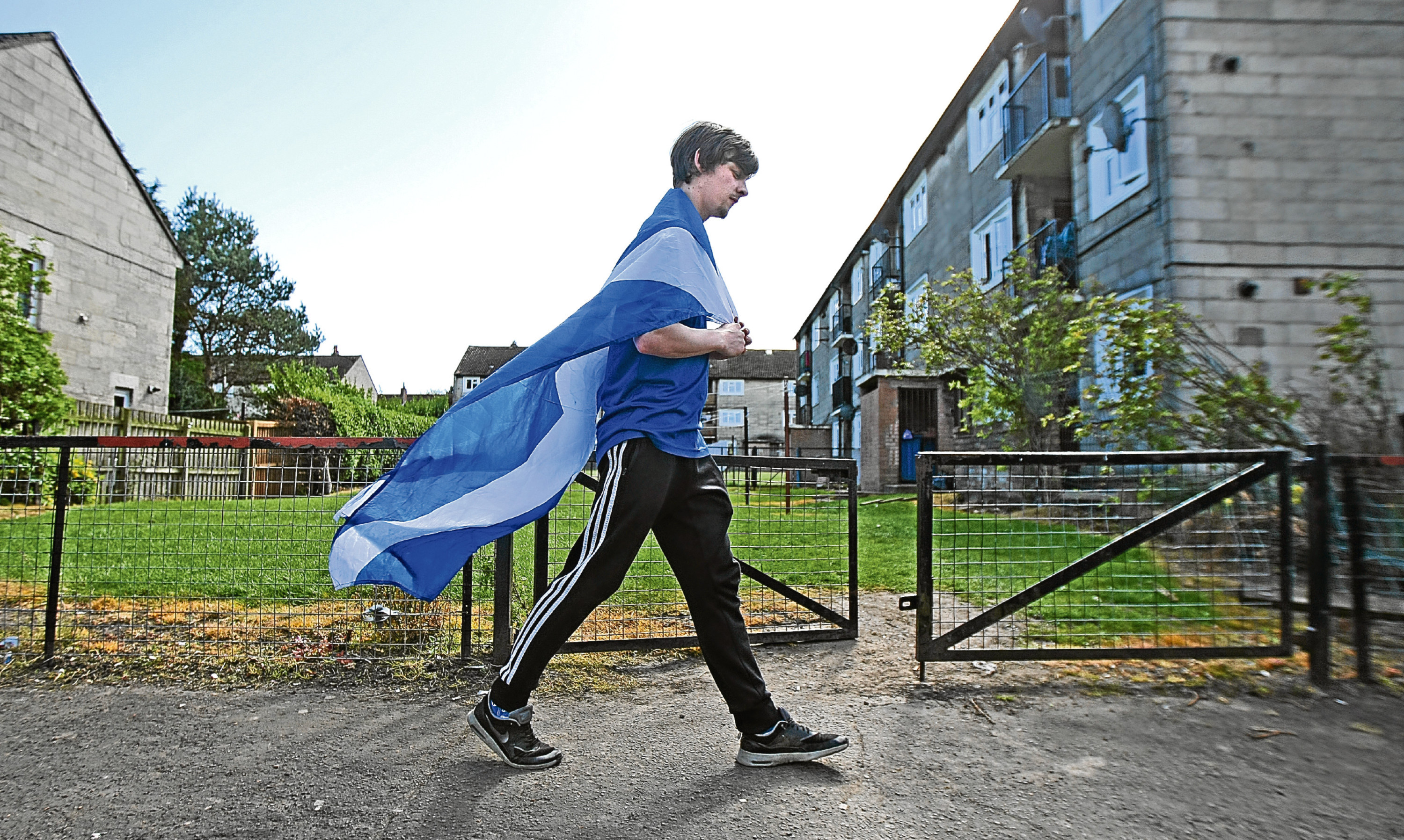 Lee McGregor pictured in Ballater Place, Dundee, where 99% of residents describe themselves as Scottish not British.