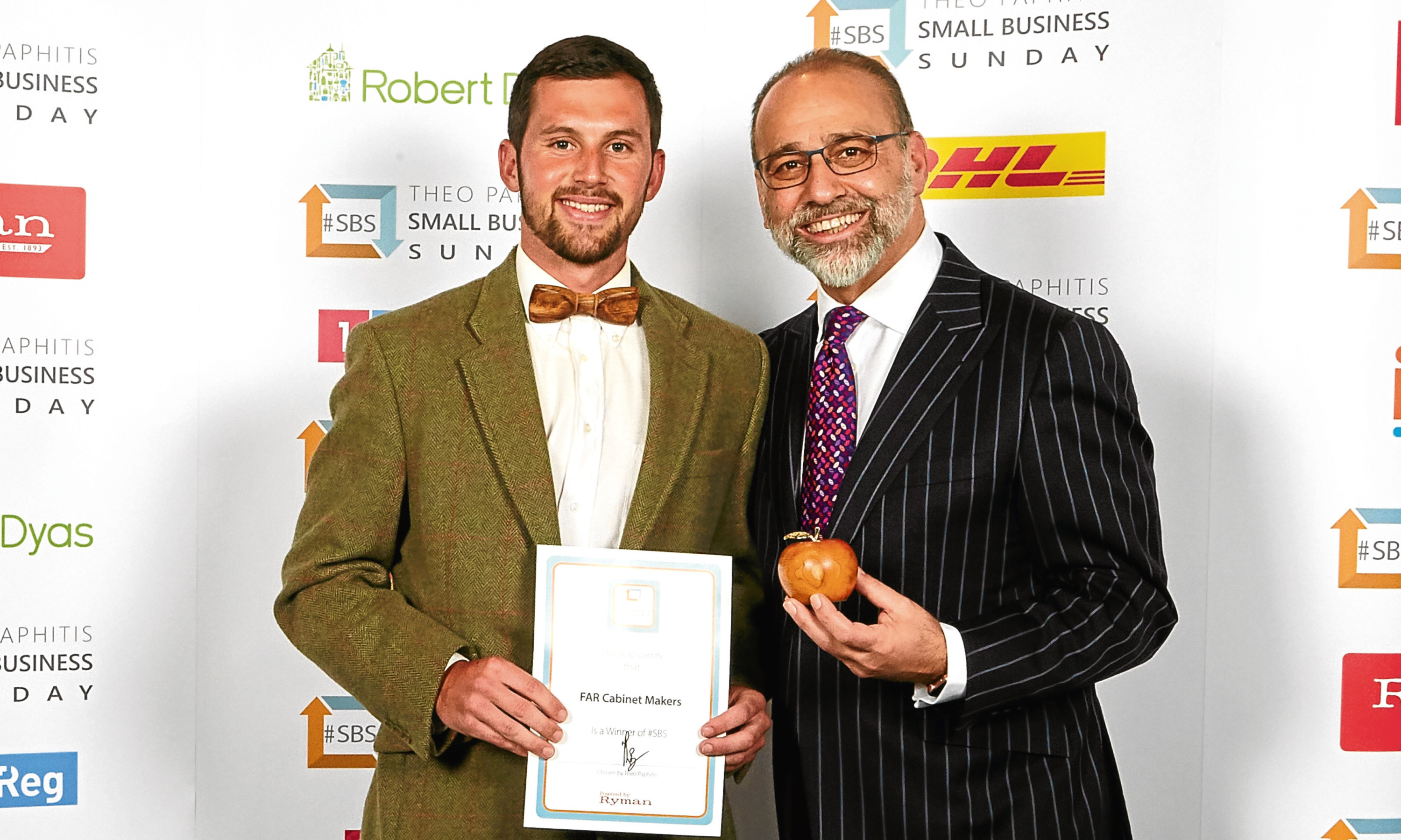 Frazer Reid of FAR Cabinet Makers of Fife with Theo Paphitis