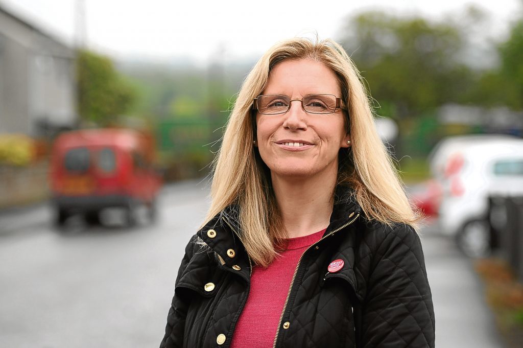 Lesley Brennan canvassing in Douglas.