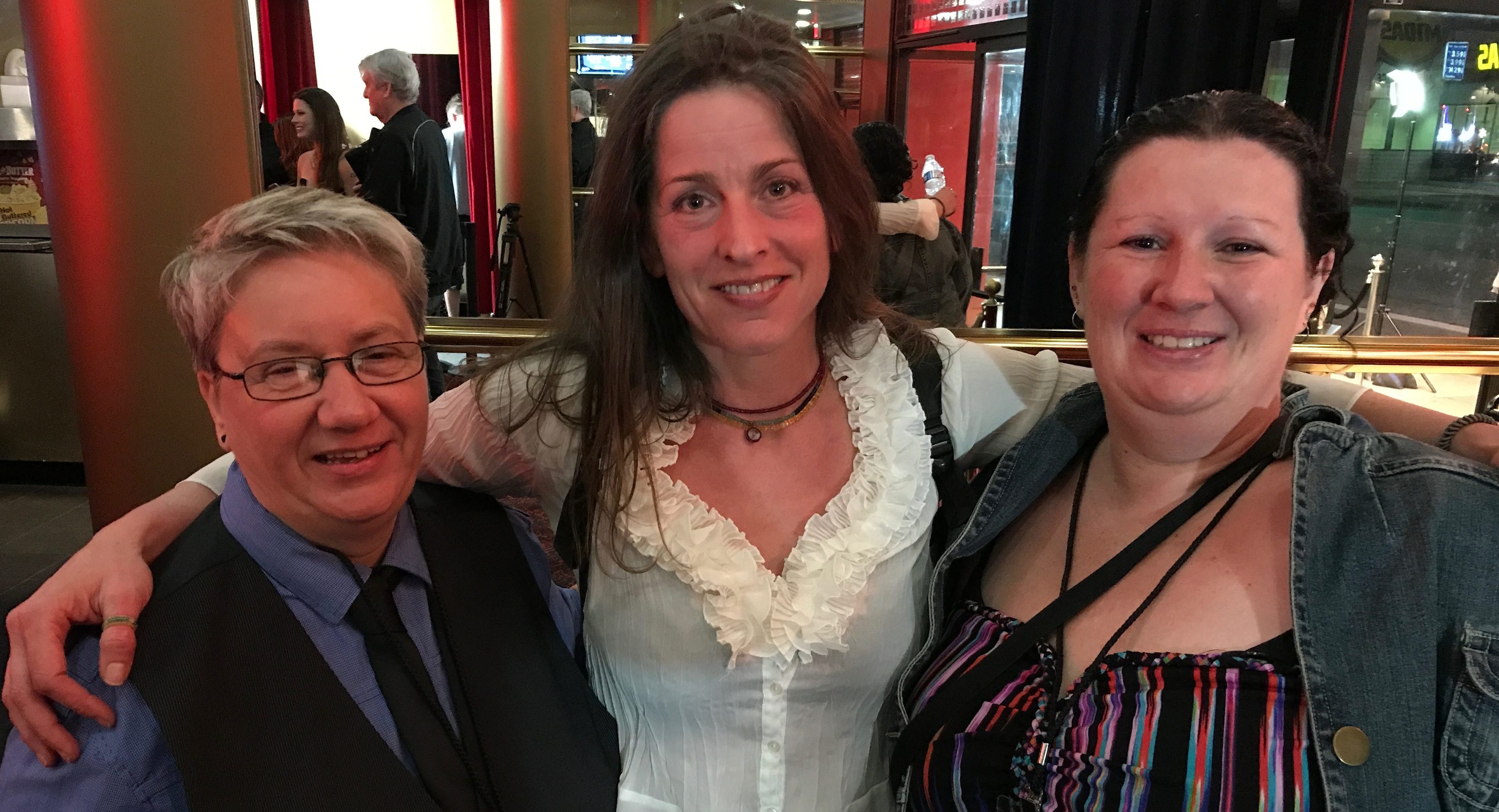 Alison Davie (left) with Artemis Film festival founder Melanie Wise and producer Zuleika Gilbert.