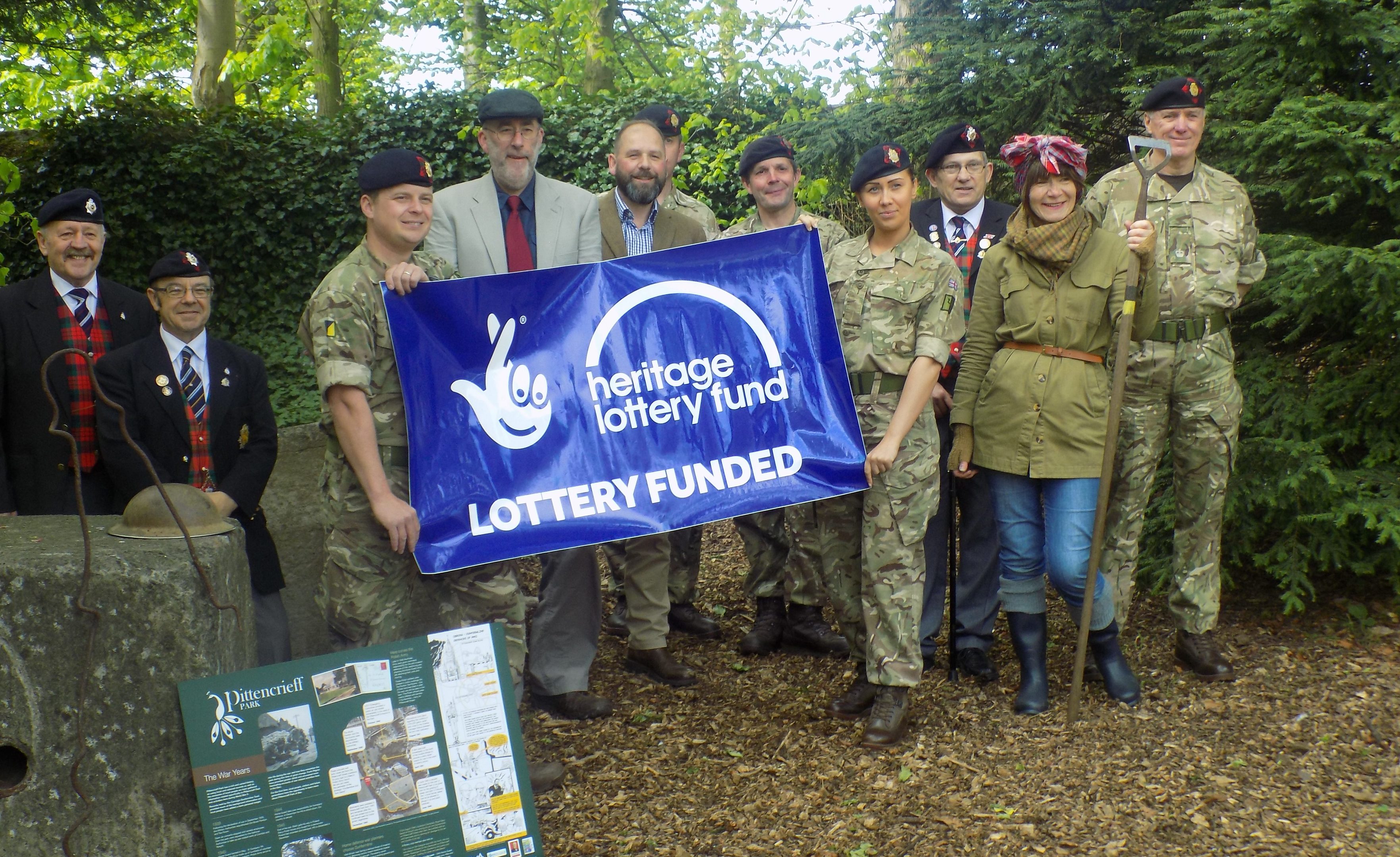 Teams from the 154 (Scottish Regiment) Royal Logistics Core, 239 (Scottish Regiment) Royal Logistics Core, the Royal Army Service Core and Royal Core of Transport Association (Fife Branch) help Forth Pilgrim to launch the festival in Pittencrieff Park.