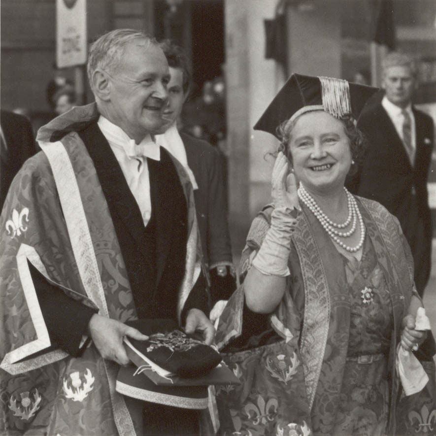 The Queen Mother with Principal Drever in 1967