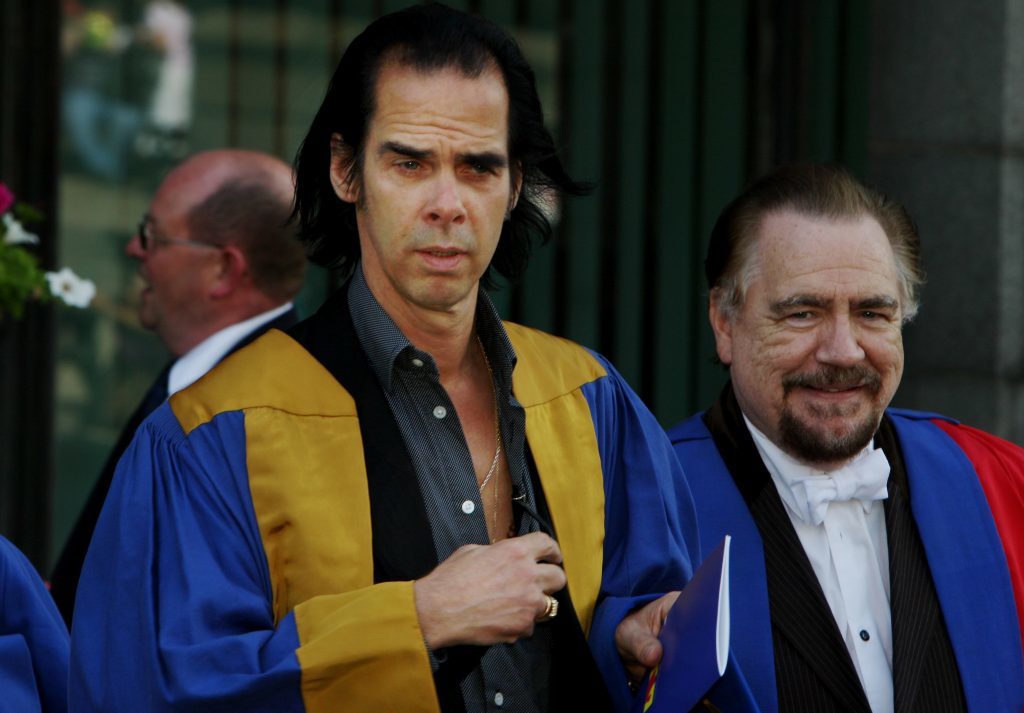 Musician Nick Cave and Hollywood actor Brian Cox at Dundee University in 2010 