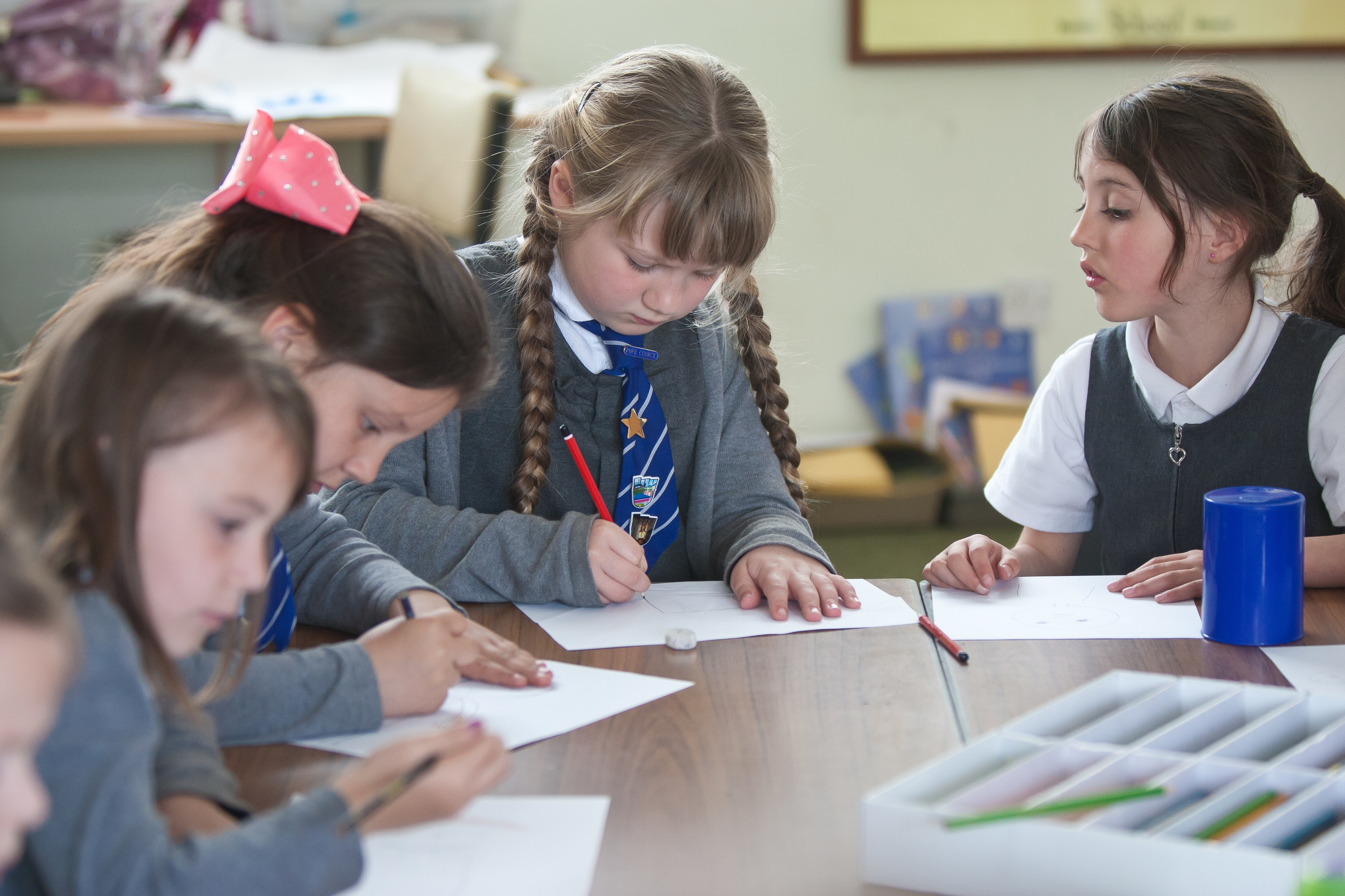 The pupils at St Agatha's RC Primary School, Leven, hard at work on their designs.