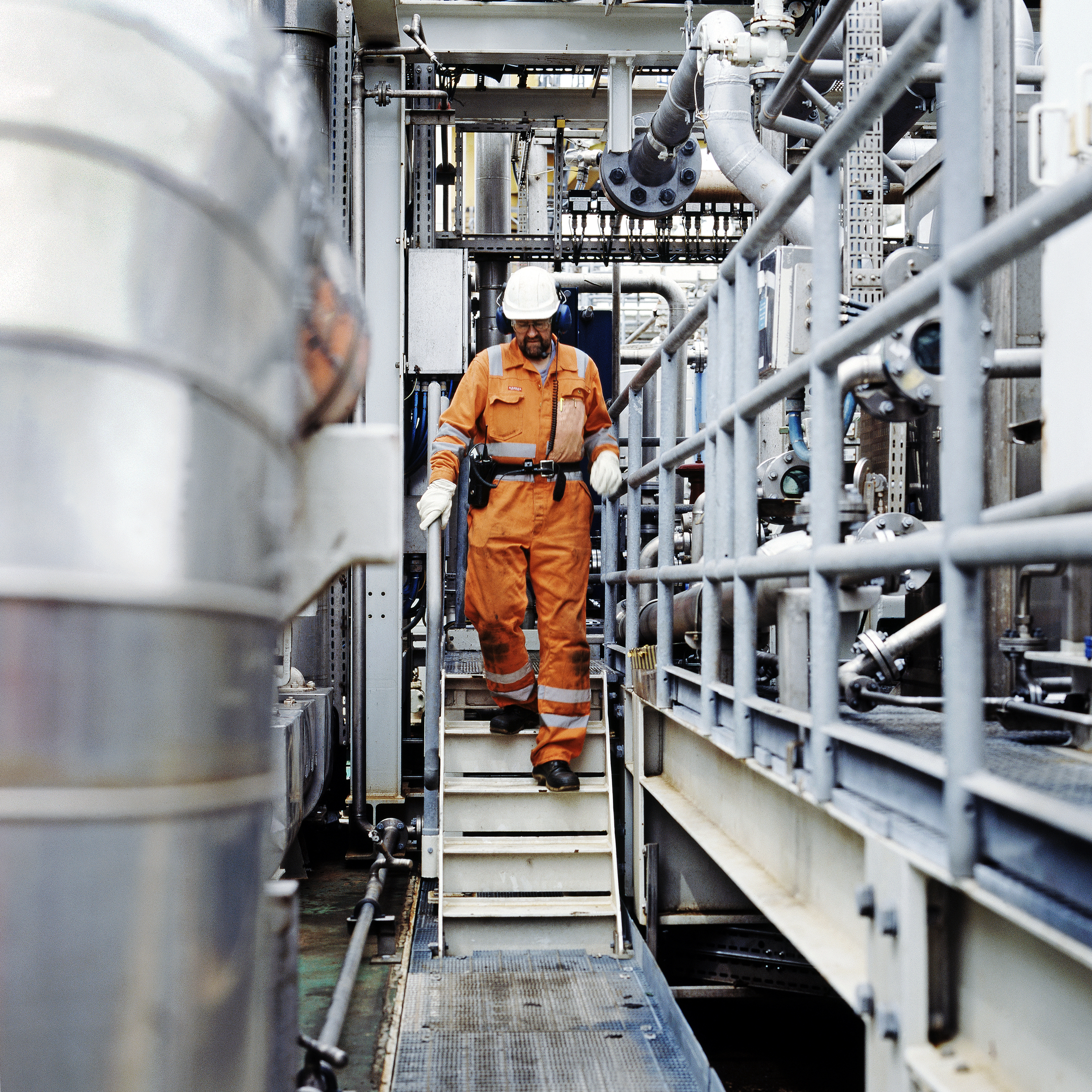 An employee on Dong Energy's Siri platform in the North Sea, which is being acquired by INEOS