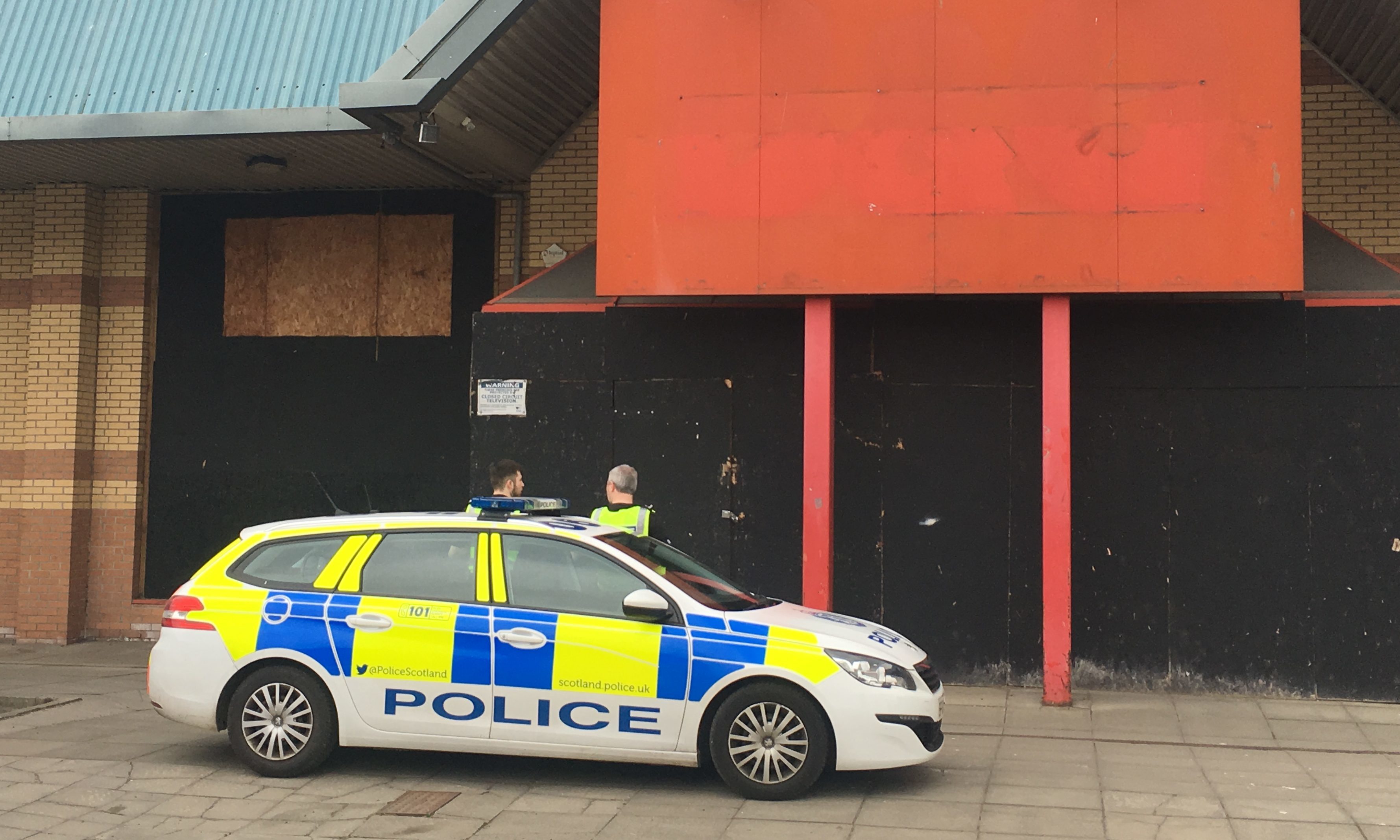 Police at the scene of the St Catherine's Retail Park blaze.