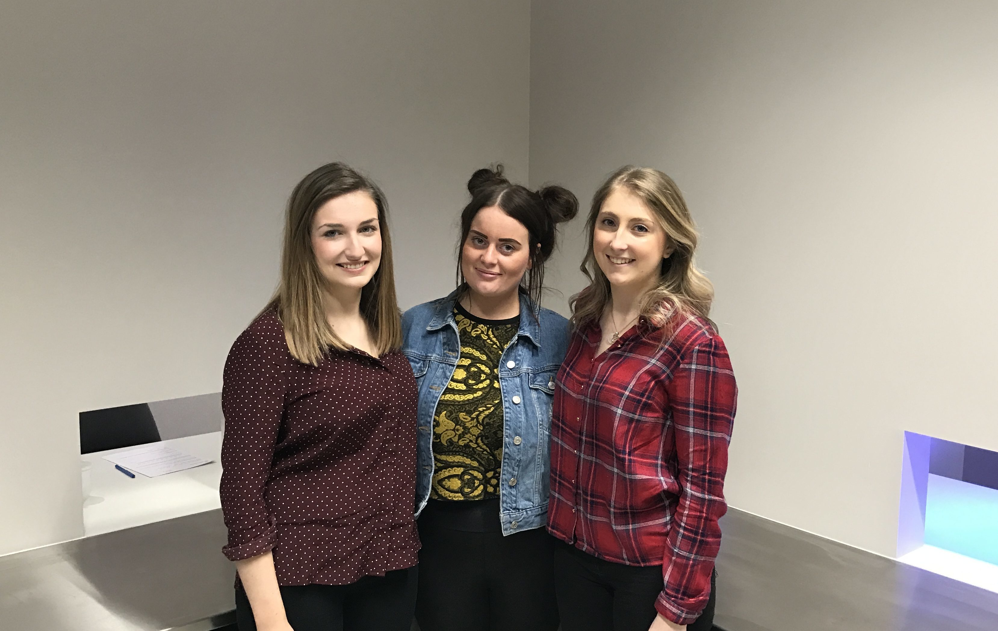 Emma Webber, Kirstie McKillop and Fiona Park in the consumer experience lab.