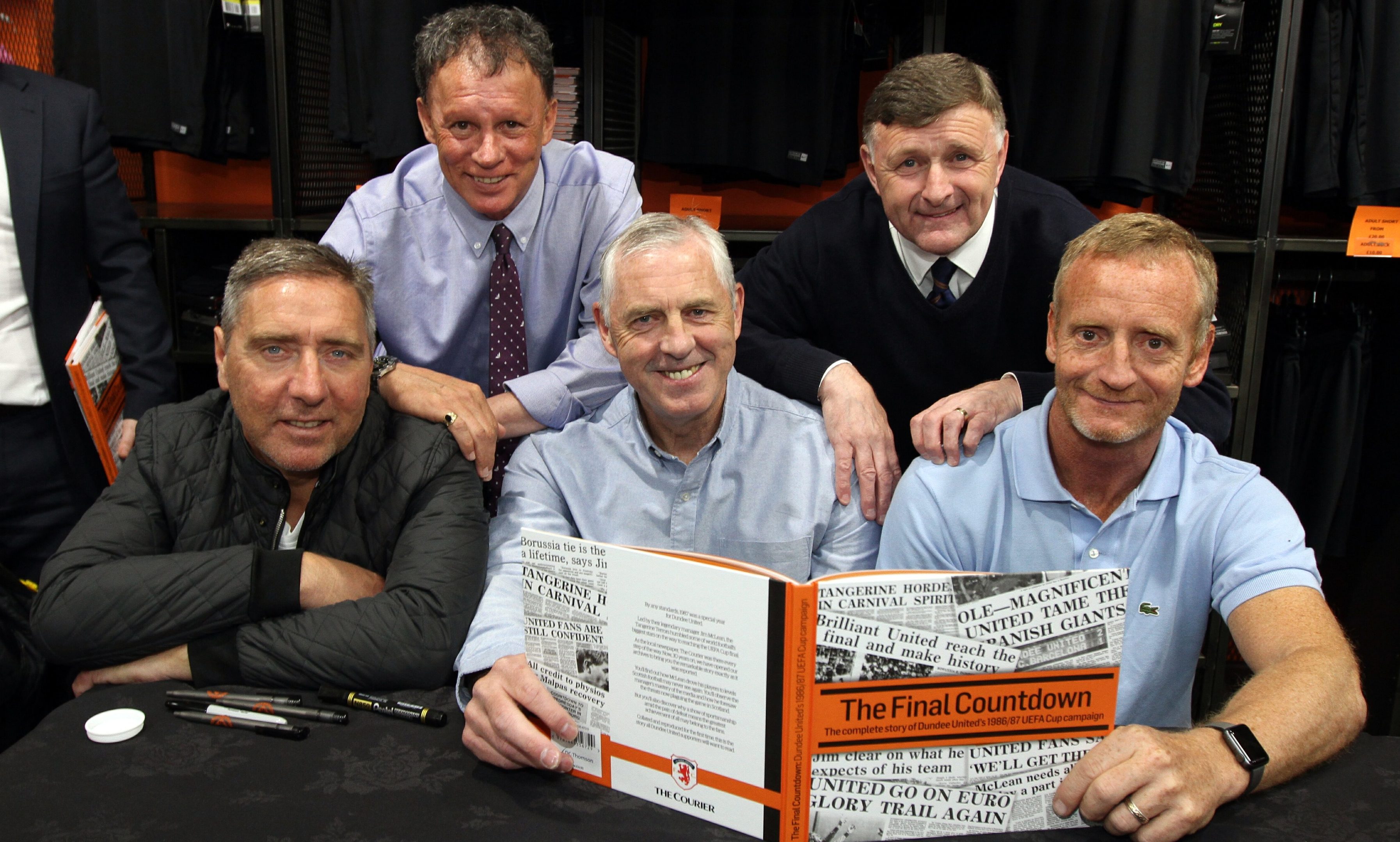 From left: Jim McInally, John Holt, Dave Narey, Paul Hegarty and Dave Bowman at the launch.