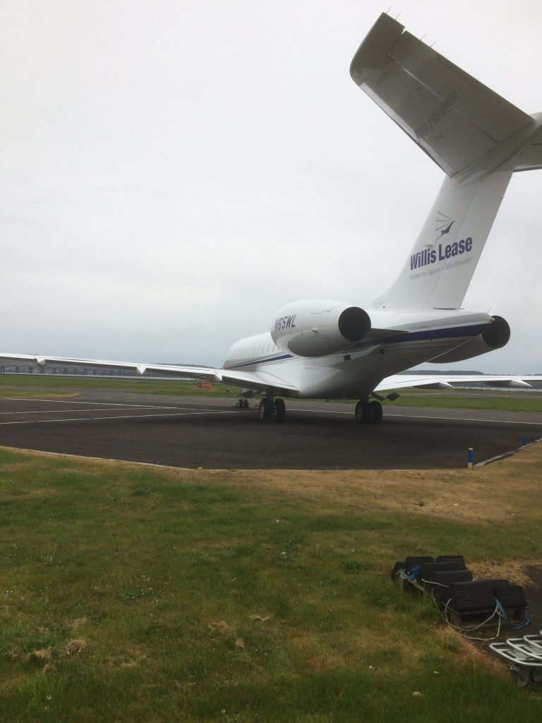 The Bombardier Global Express at Dundee Airport.