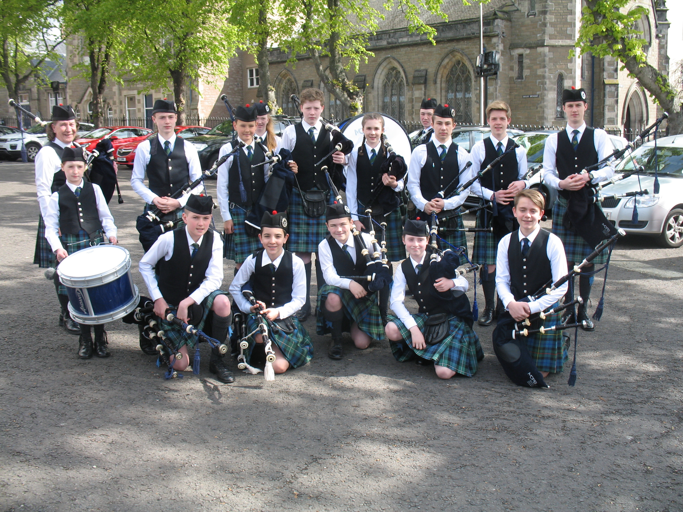 Members of the Dundee-based McKenzie Caledonian pipe band in Dundee on Sunday.